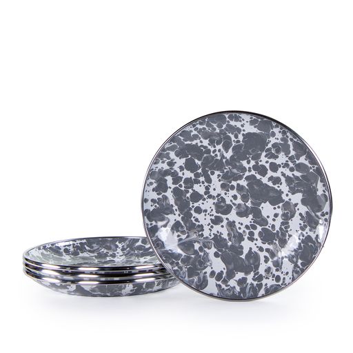 Elegant Gray Swirl Appetizer Plates Set of 4 - 5.75 Inch Small Dessert Plates for Party, Wedding, Cocktail Hour & Home Entertaining