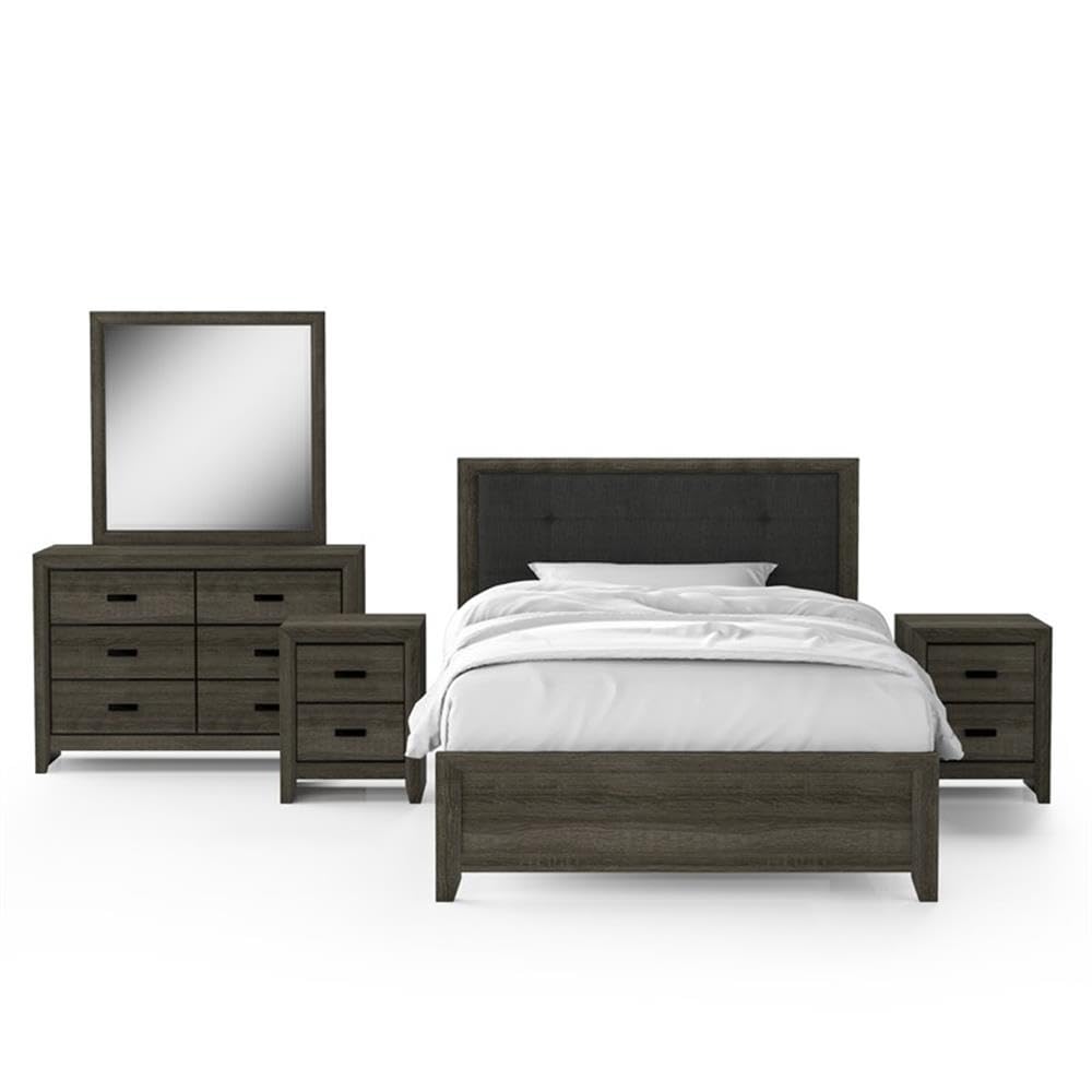 Furniture of America FOA Livorn 5-Piece Gray Wood Bedroom Set - Twin Bed, 2 Nightstands, Dresser & Mirror | Complete Bedroom Furniture for Small Spaces & Guest Rooms