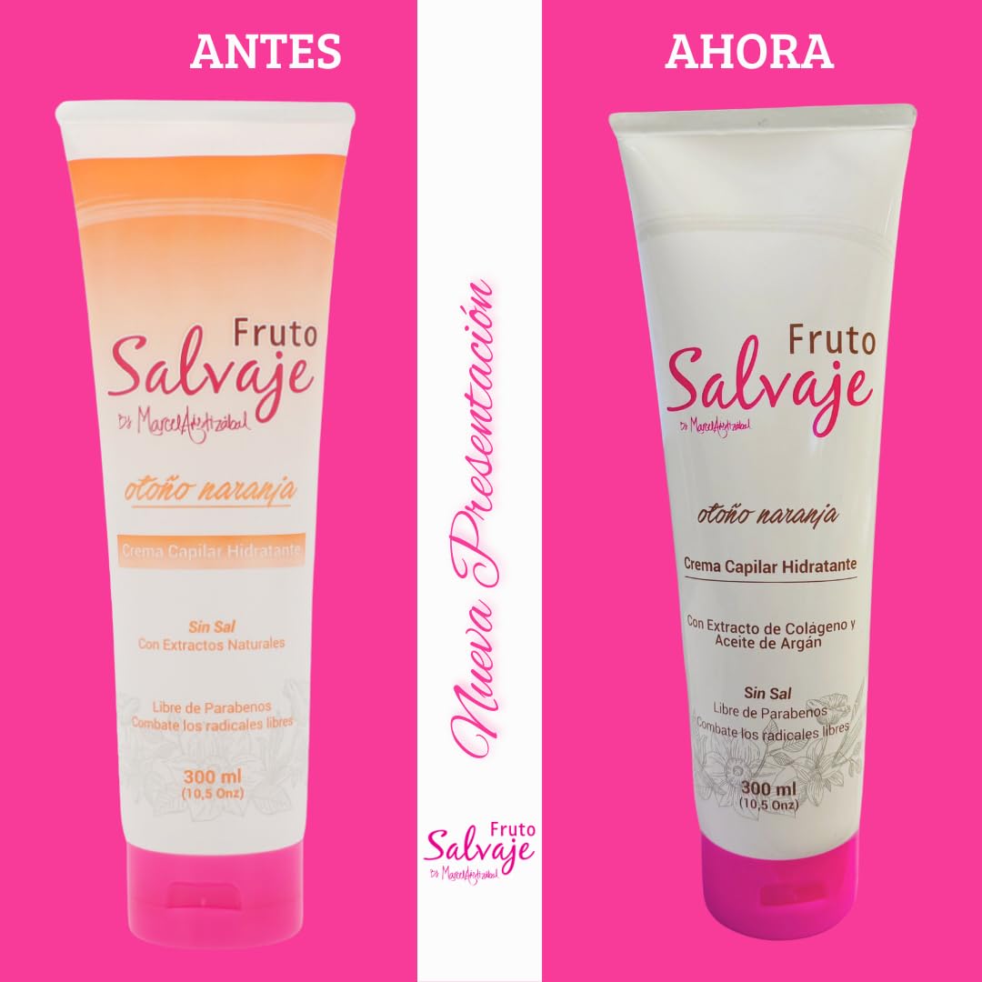 2 Pack Fruto Salvaje Shampoo Petunia de Paz 300ml for Dry Hair + Hydrating Hair Cream Conditioner 300ml - Moisturizing Hair Care Set for Damaged & Frizzy Hair - Perfect for Fall Hair Repair & Daily Nourishment