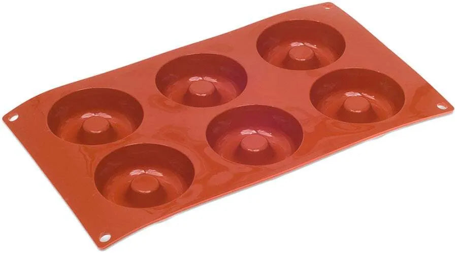 Orange Non-Stick 6-Cavity Savarin Mold - Perfect for Baking Cakes, Bread & Desserts - Durable & Easy to Clean for Home Bakers & Professional Chefs
