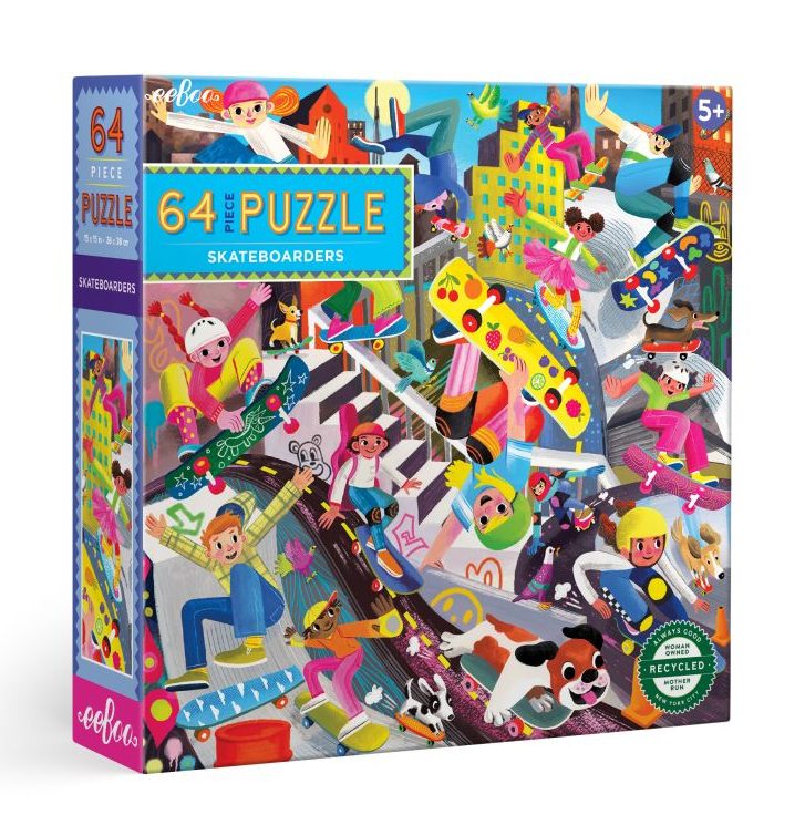 eeBoo 64-Piece Skateboarders Jigsaw Puzzle - Fun Educational Toy for Kids & Adults, Perfect for Family Game Night & Classroom Activities