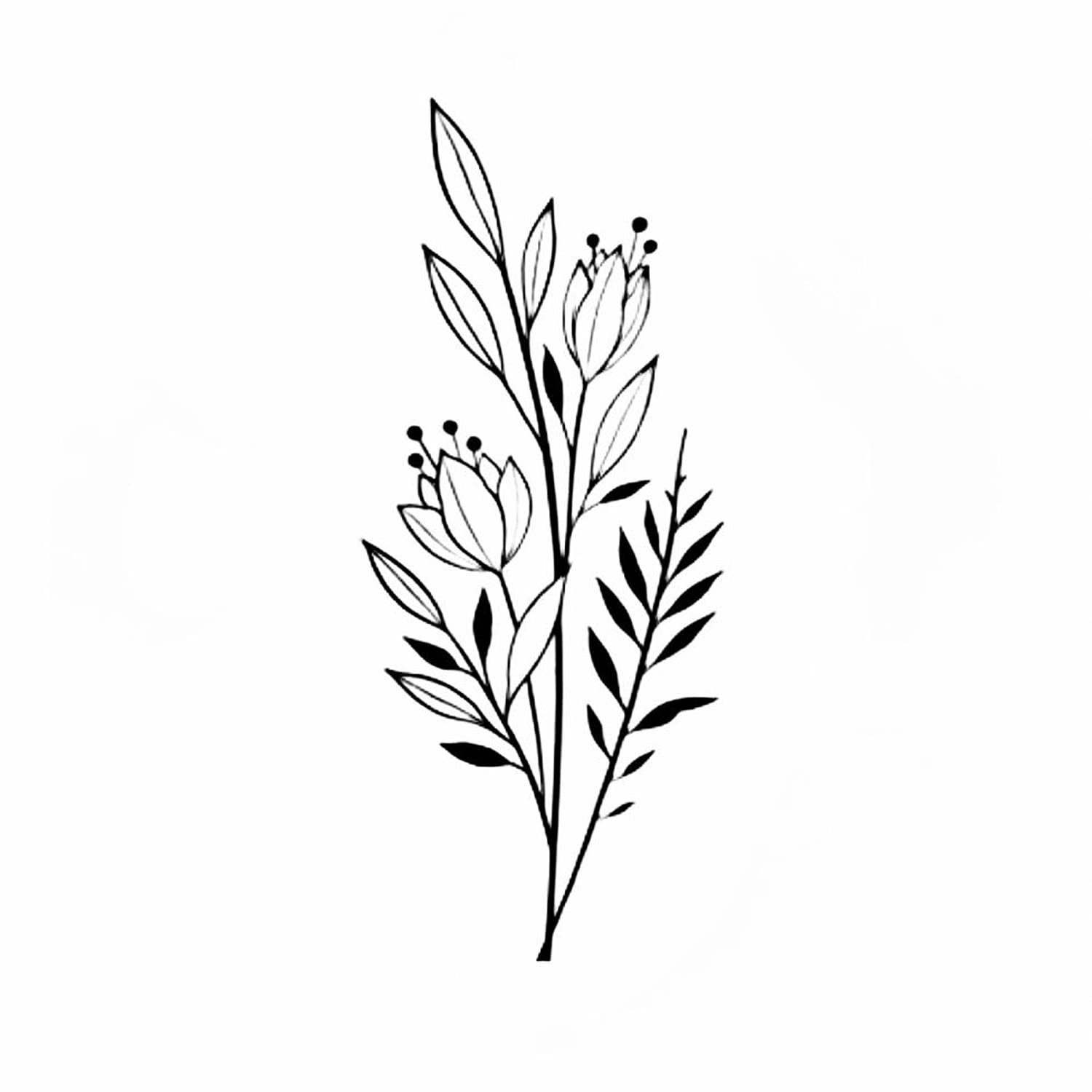 Simply Inked Floral Finger Temporary Tattoo - Waterproof Semi-Permanent Tattoo Sticker for Women, Men, Boys & Girls (2x2 Inch, Blue Black) - Perfect for Parties, Festivals & Fashion Accessories