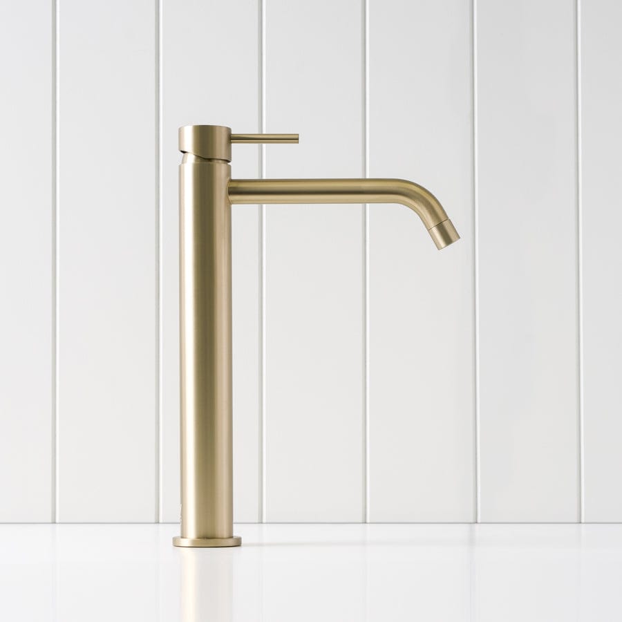 Sydney Tall Basin Mixer in Warm Brushed Nickel Finish - Modern Bathroom Faucet for Vanity Sink, Perfect for Contemporary Home Decor