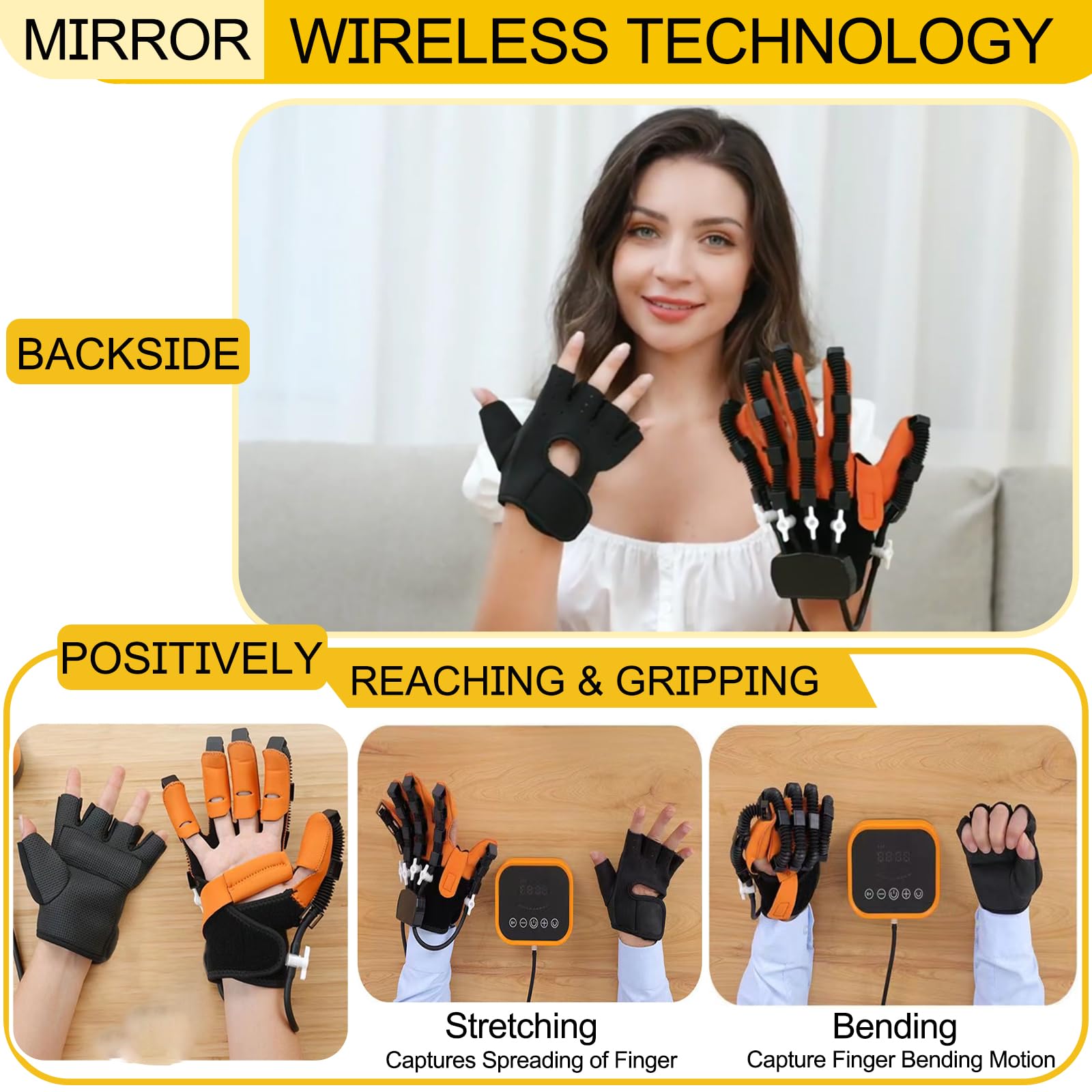 Rehabilitation Robot Glove for Stroke Recovery - Hand Therapy Device with Finger Exerciser for Post-Stroke Rehabilitation & Physical Therapy - Ideal for Home Use and Clinical Settings