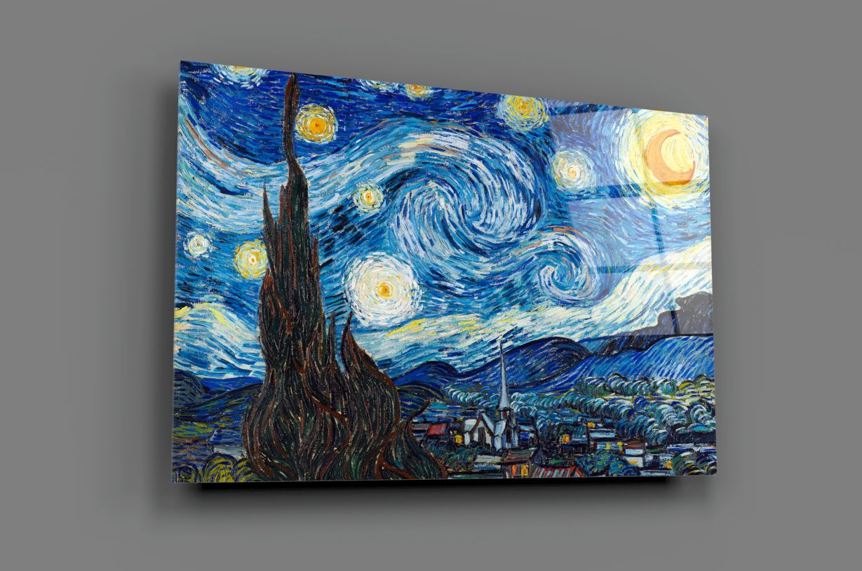 Van Gogh The Starry Night Canvas Wall Art - Handmade Oil Painting Reproduction for Home & Office Decor - Perfect for Living Room, Bedroom, or Gift
