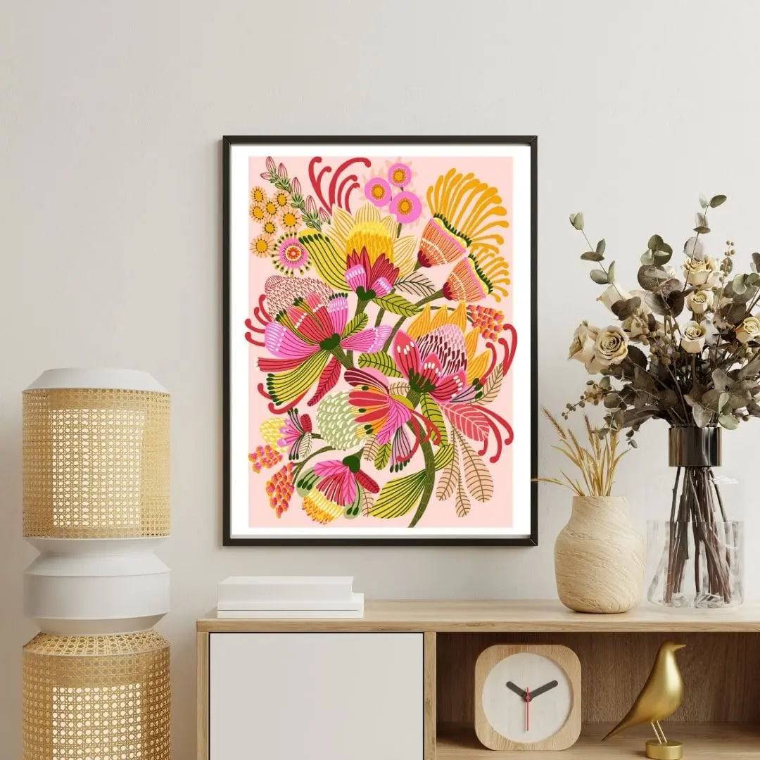 Wild Proteas Modern Wall Art Print - Vibrant Floral Decor for Living Room, Bedroom & Office | Premium Canvas Painting for Home & Office Decor