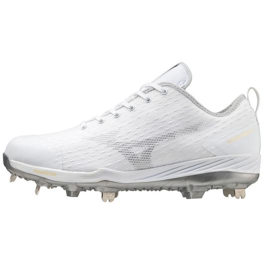 Mizuno Dominant 4 White Low Metal Baseball Cleats for Men - Lightweight & Durable for Baseball Games & Training