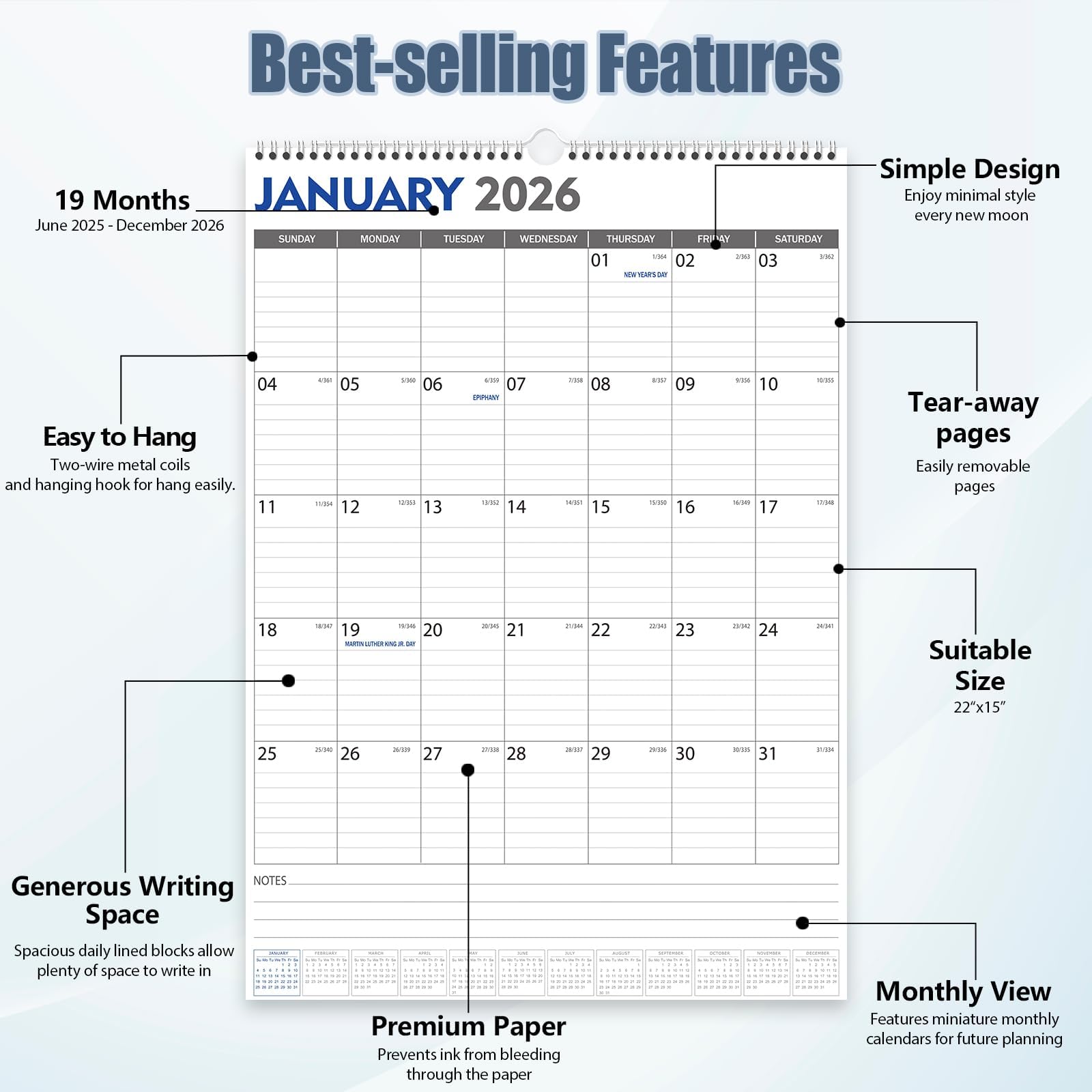 GuassLee 2025-2026 Large Wall Calendar 22
