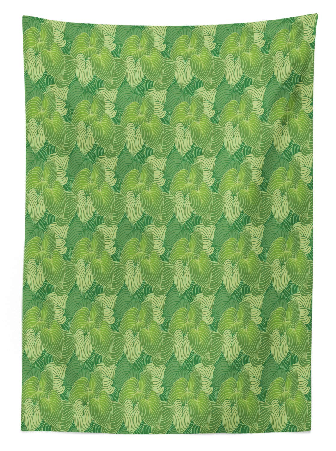Ambesonne Green Outdoor Tablecloth - Abstract Hosta Leaves Jungle Theme, Washable Picnic Table Cover 58