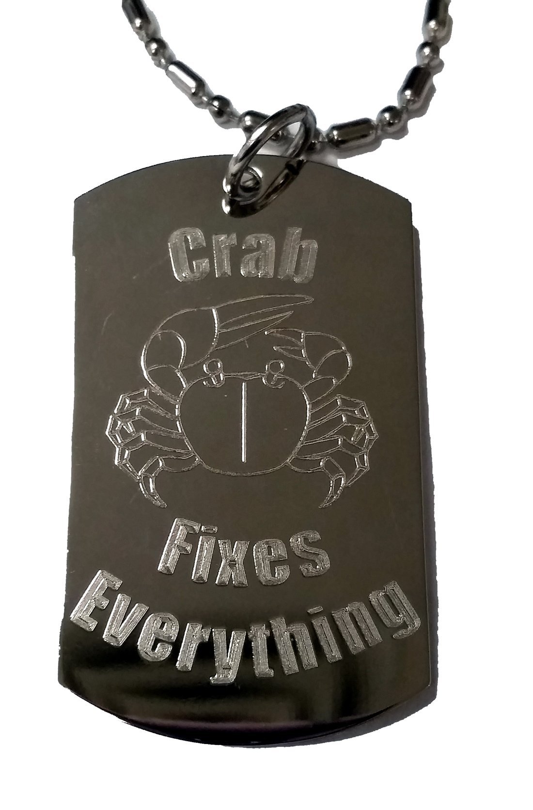 Shark Crab Hat Fixes Everything - Military Dog Tag Necklace with Luggage Metal Chain | Perfect for Travel, Outdoor Adventures & Casual Wear