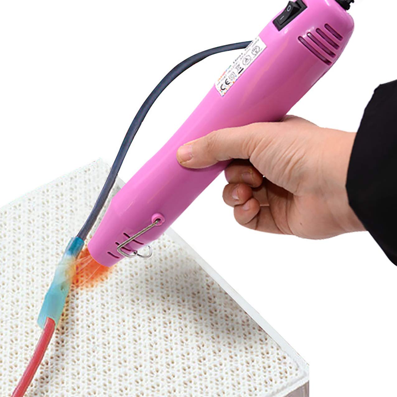 300W Mini Heat Gun for Crafts - 6.6ft Cable Electric Heating Tool for Resin, Acrylic Paint Drying, DIY Projects - Multi-Purpose Nozzle (Rose Color) - Perfect for Jewelry Making, Shrink Wrapping & Home Repairs