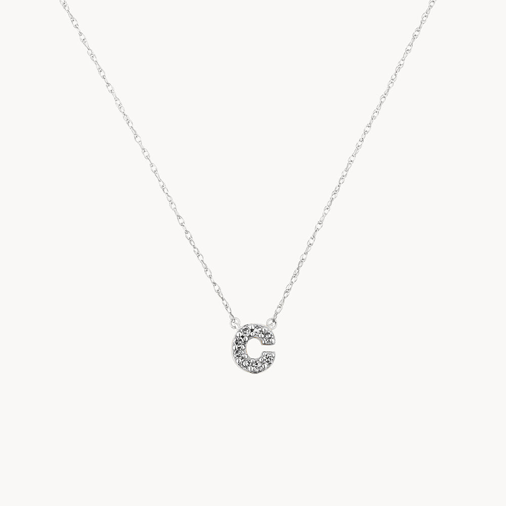 Diamond Letter C Necklace in Sterling Silver - Elegant Personalized Jewelry Gift for Women, Perfect for Birthdays, Anniversaries & Everyday Wear