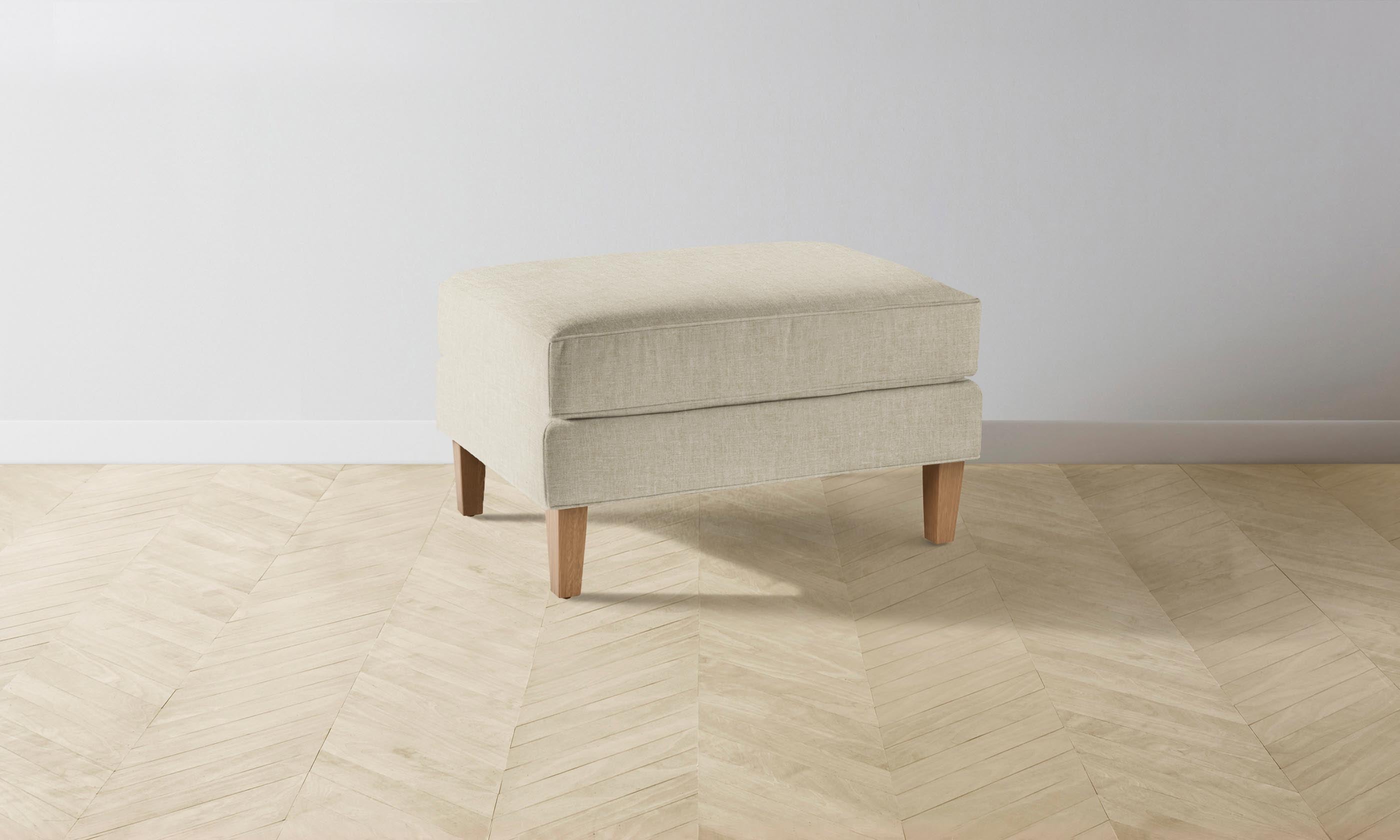 Premium Crosby Ottoman with Heritage Belgian Linen Upholstery - Modern Alder Wood Frame - Perfect for Living Room, Bedroom & Home Office Comfort