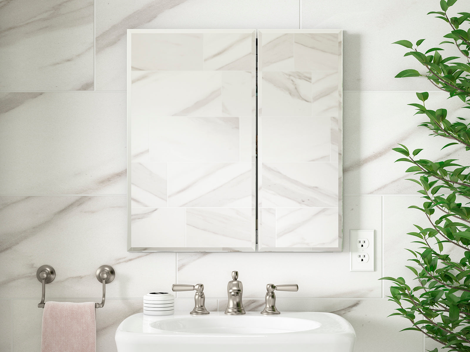 Kohler CB CLC2526FS 25 x 26 Inch Aluminum Medicine Cabinet - Rust-Resistant Bathroom Storage for Toiletries & Essentials (Perfect for Bathroom, Vanity, or Powder Room Organization)