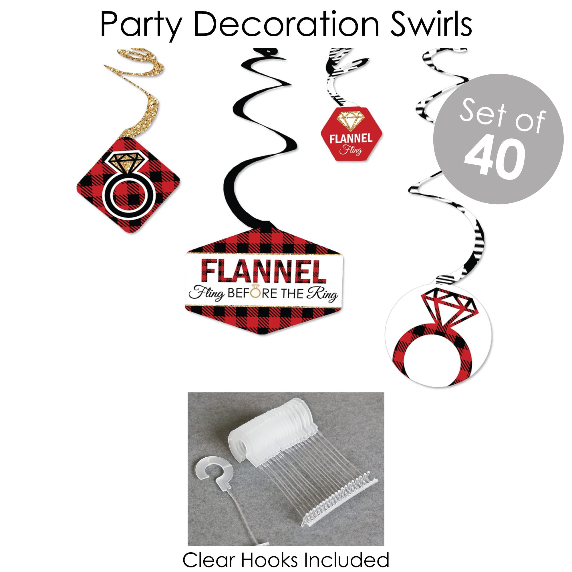 Big Dot of Happiness Flannel Fling Before the Ring - Buffalo Plaid Bachelorette Party Banner & Decorations Kit - Wedding Shower Supplies Bundle for Bridal Showers, Girls Night & Pre-Wedding Celebrations