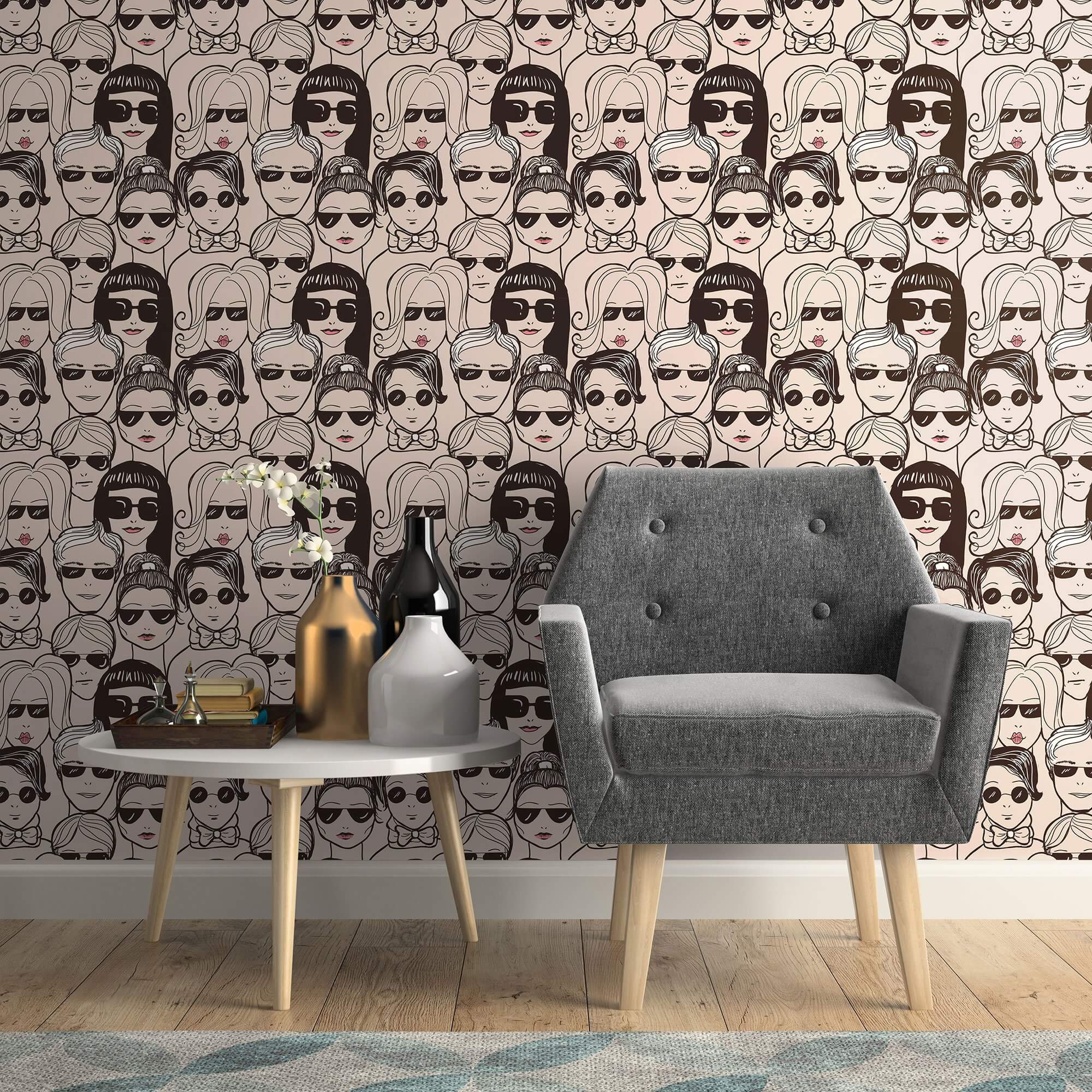 White and Black Themed Peel & Stick Removable Wallpaper - Self-Adhesive Decorative Wall Covering for Home, Office, Nursery & Dorm Room Decor