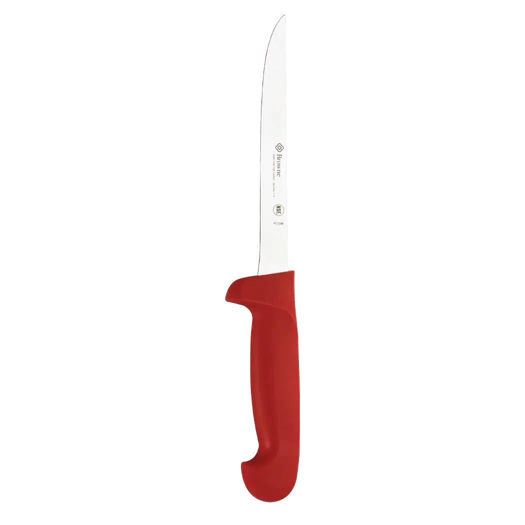 Premium Browne Boning Knife 6-Inch/15.2cm - Professional Kitchen Knife for Meat & Poultry - Ergonomic Red Handle - Perfect for Butchers, Chefs & Home Cooking