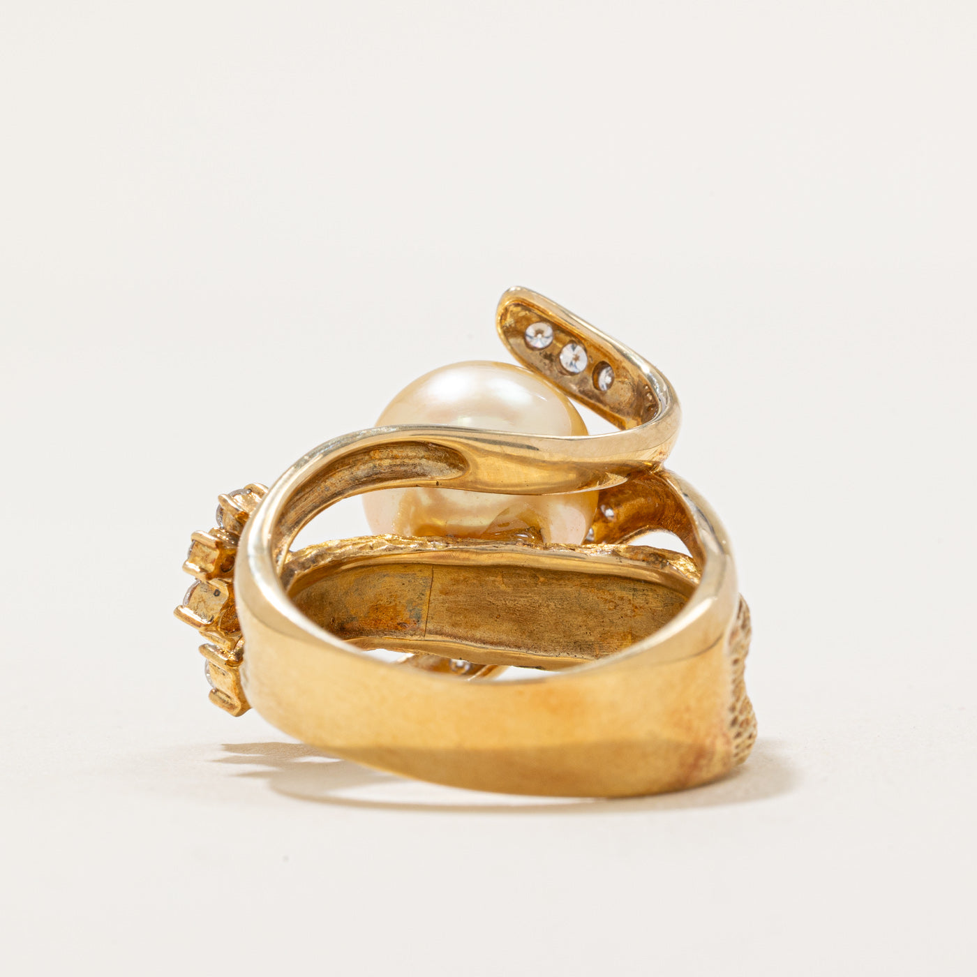 Exquisite South Sea Pearl & Diamond Cocktail Ring | 0.43ctw | Size 6.75 | Elegant Evening Wear & Special Occasion Jewelry