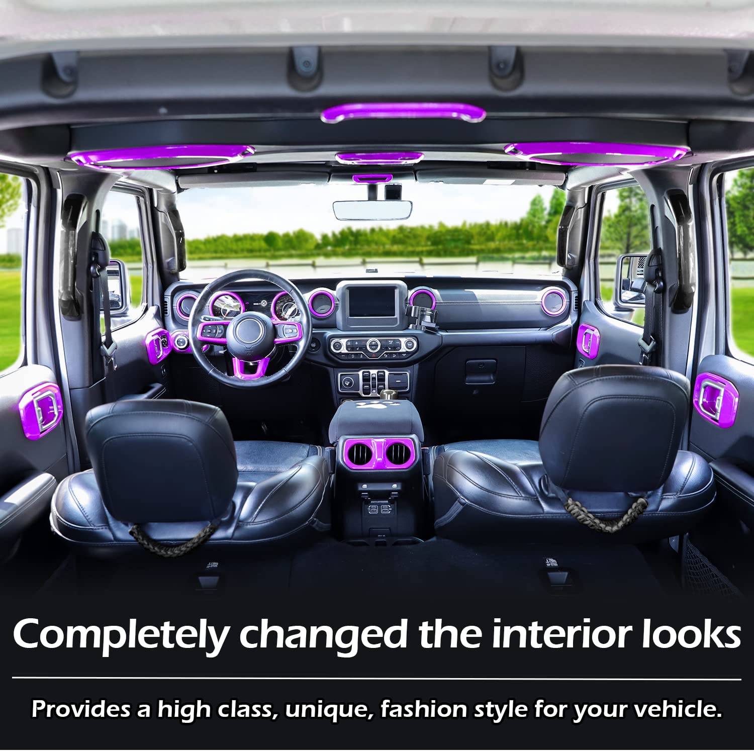 21PCS Full Interior Trim Kit for Jeep Wrangler JL JLU 2018-2023 & Gladiator JT - AC Vent, Door Handle, Speaker, Light & Headlight Switch Covers (Purple) | Premium Car Interior Accessories for Off-Road & Daily Driving