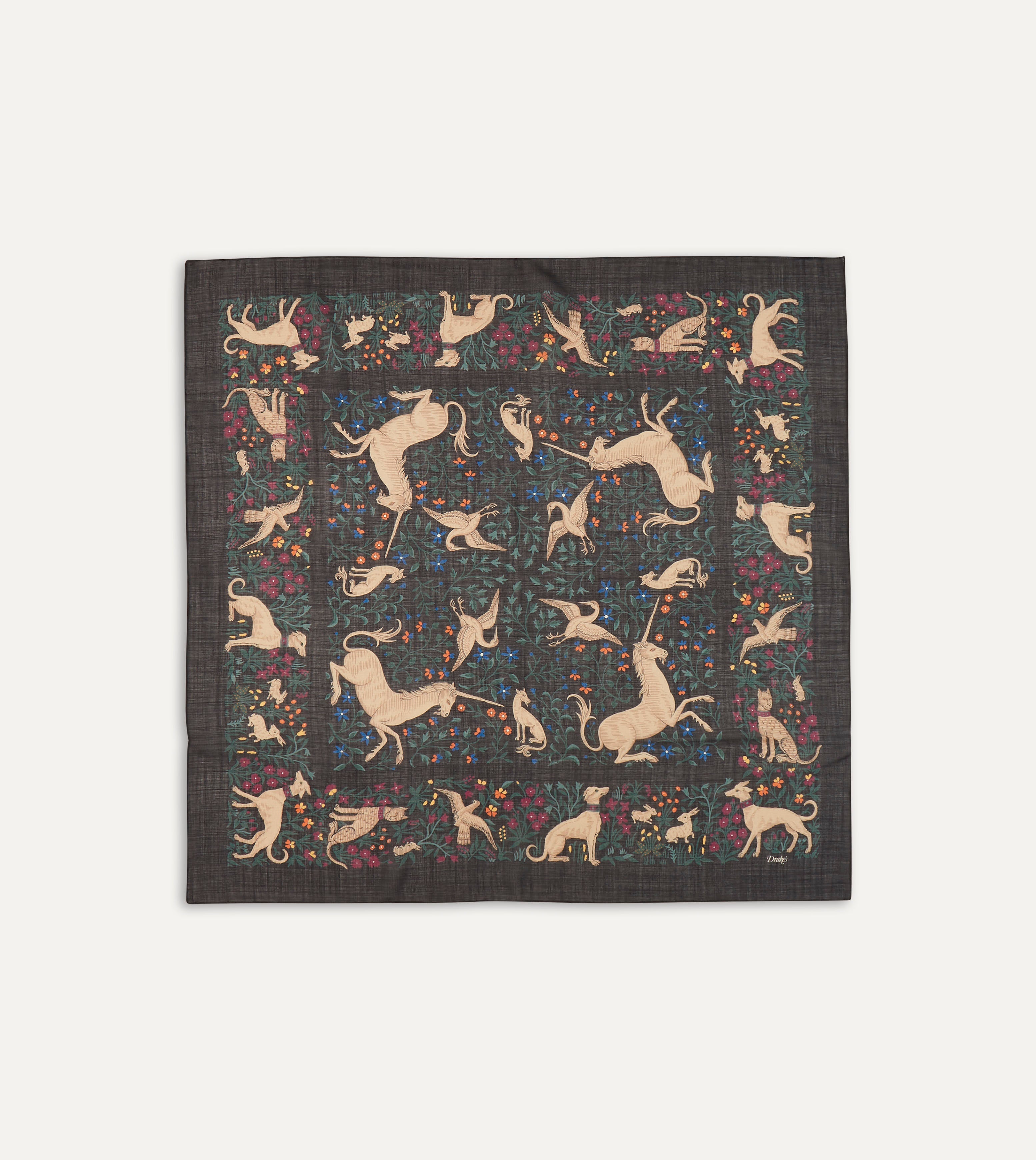 Black Unicorn Print Wool Silk Square Scarf - Stylish Fashion Accessory for Women, Perfect for Winter Outfits, Office Wear, and Gift Giving