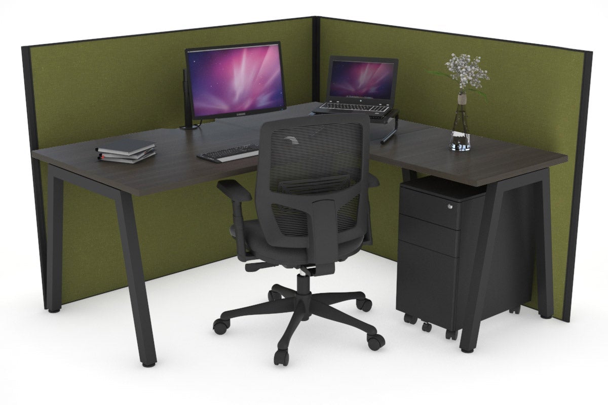 Horizon Quadro A Legs L-Shaped Corner Office Desk 1400L x 1550W with Cable Management - Modern Home Office Workstation for PC & Laptop Setup, Perfect for Small Spaces & Gaming Stations