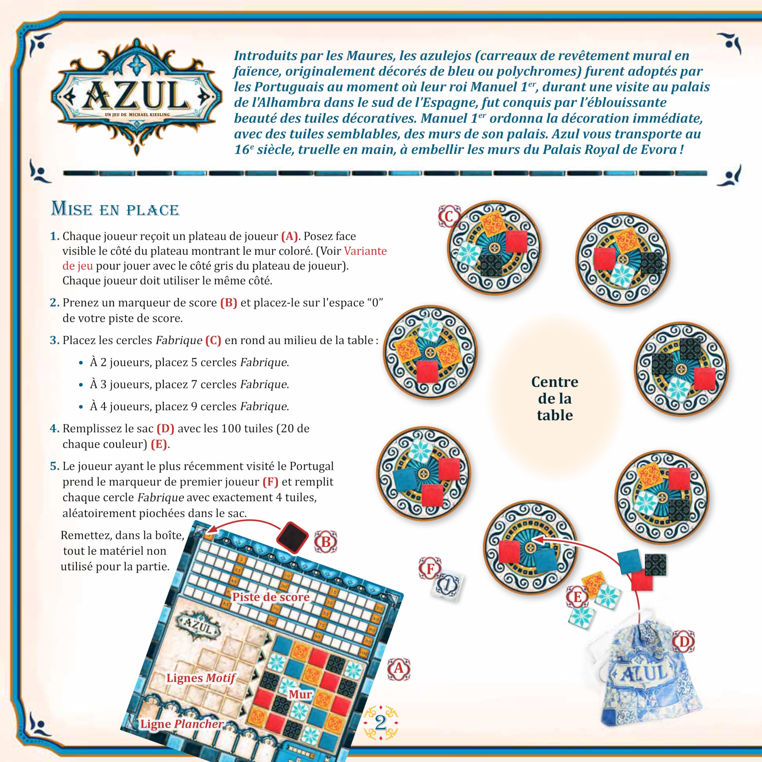 Azul Board Game - Strategy Tile Placement Game for 2-4 Players | Family Board Game for Kids & Adults Ages 8+ | 30-45 Min Playtime | Bilingual English/Spanish | Perfect for Family Game Nights & Party Gatherings | by Next Move Games