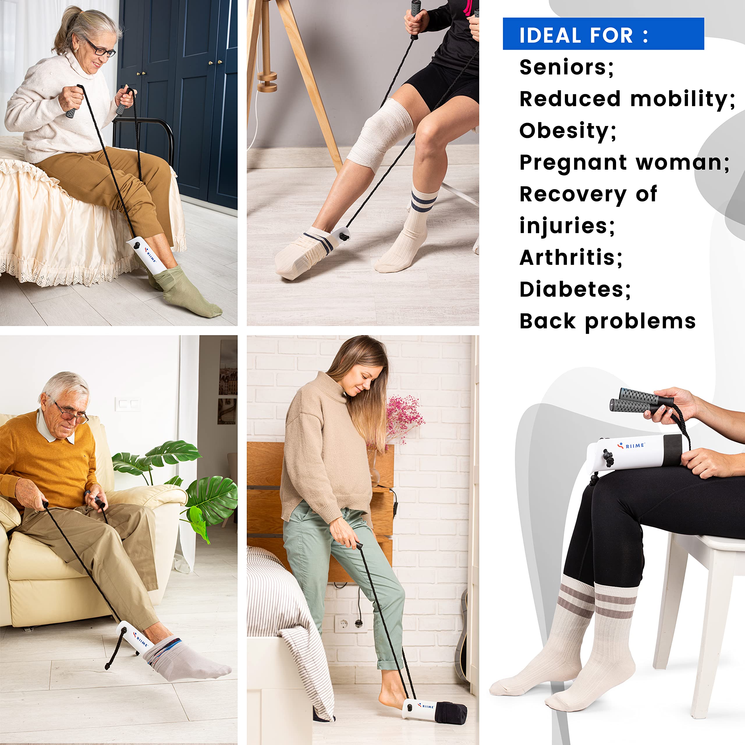 SOKELP Sock Aid Device - Ergonomic Handles for Easy Sock Assistance - No Bending Required - Ideal for Elderly, Disabled & Pregnant Women - Perfect for Arthritis, Hip Replacement & Mobility Challenges - Daily Living Aid for Independent Dressing
