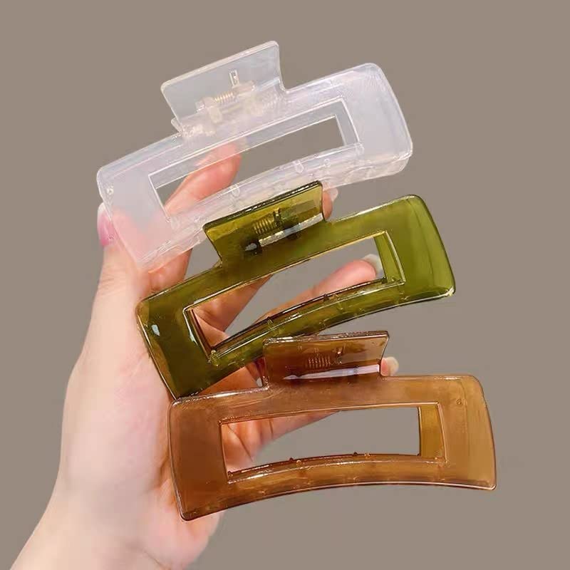 Bakefy Large Butterfly Hair Claw Clips for Women - 4 Pack Jelly Hair Clips for Long Thick Hair - Strong Hold Hair Accessories for Girls & Women | Perfect for Work, Gym, and Everyday Hairstyles
