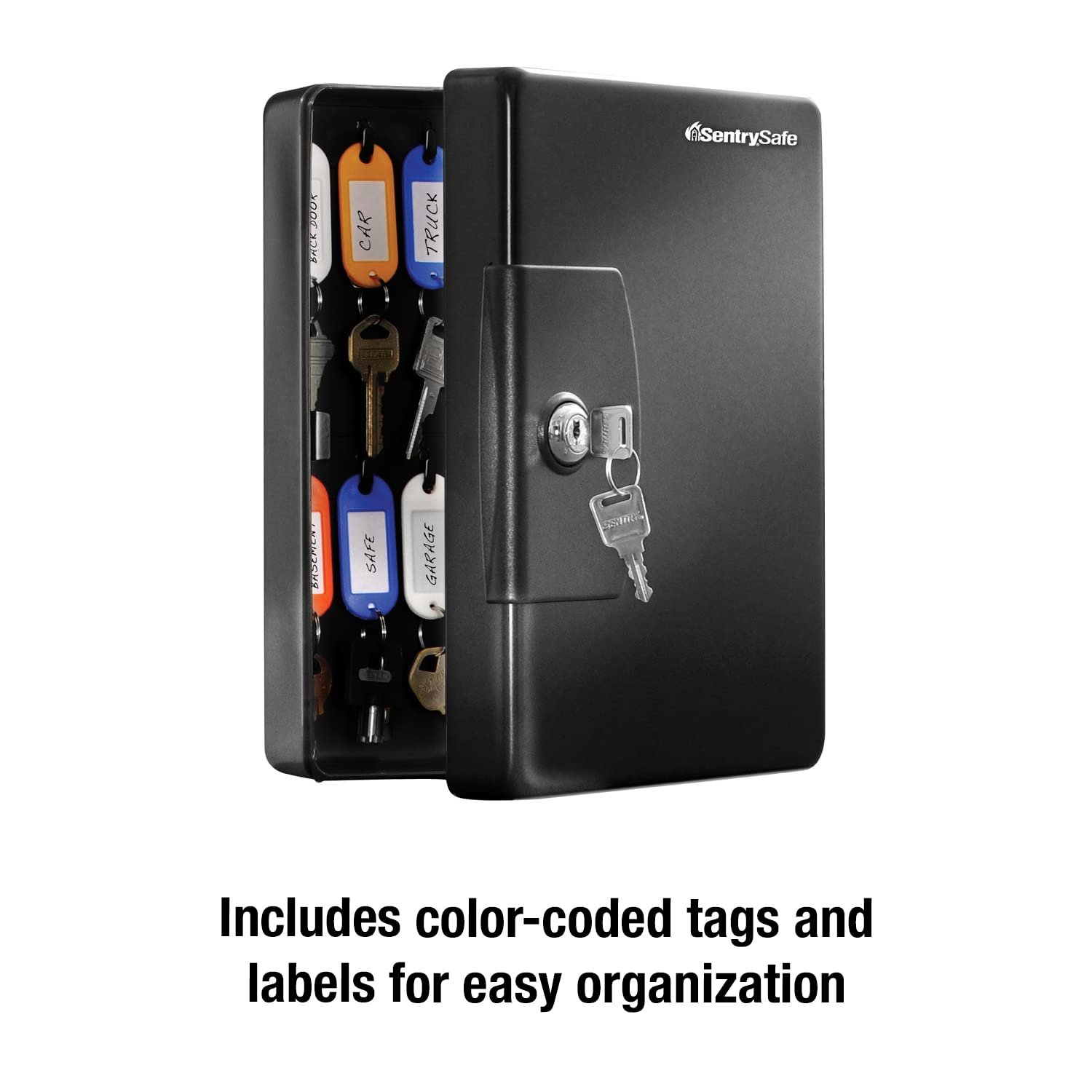 SentrySafe Key Box - Small Black Wall Mount Key Lock Box for Secure & Easy Access to Multiple Keys (0.06 Cubic Feet, KB-25) - Perfect for Home, Office & Garage Key Organization