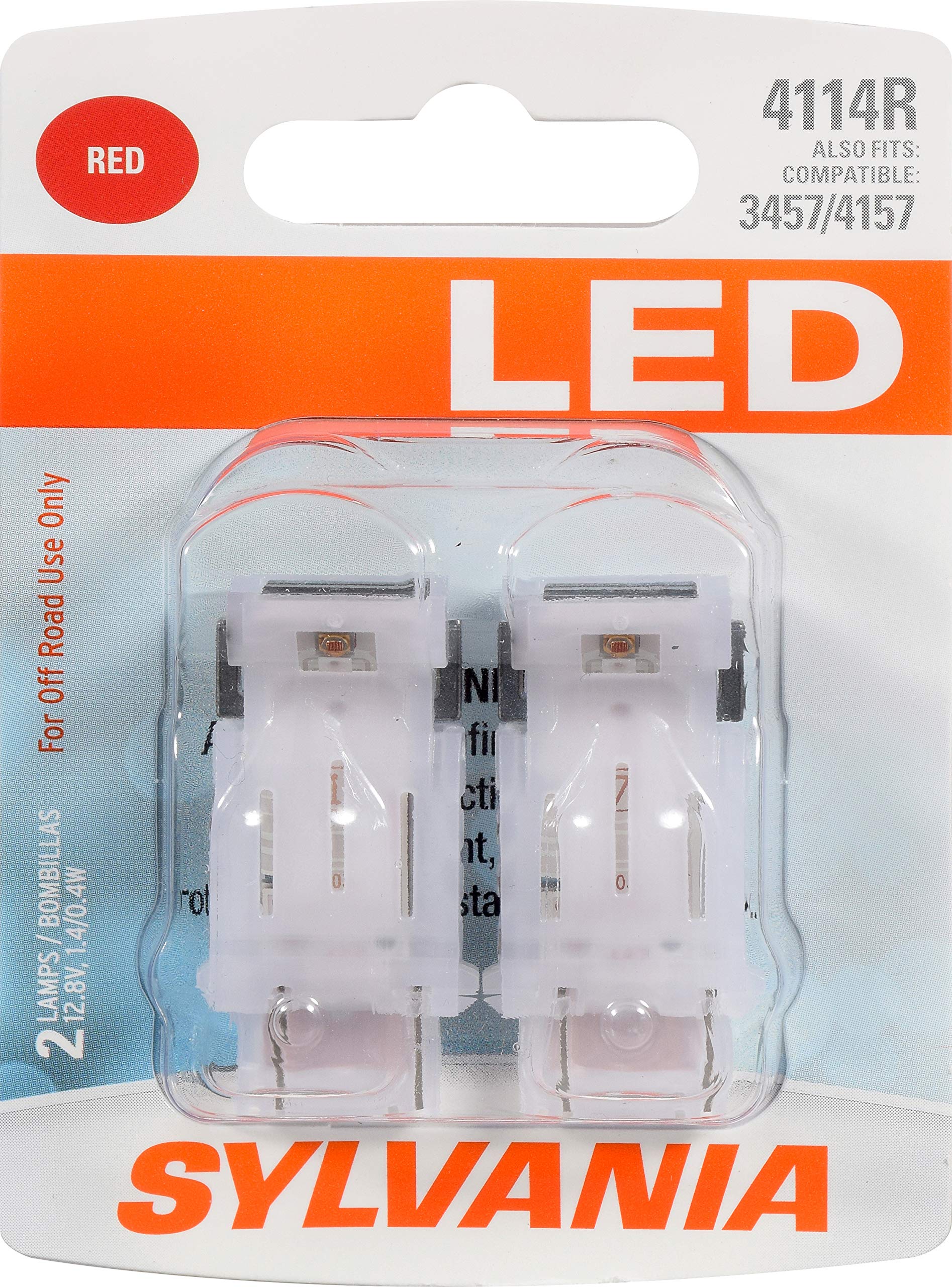 SYLVANIA 4114 LED Red Mini Bulb - Bright Stop/Tail Lights (2 Pack) for Cars & Motorcycles