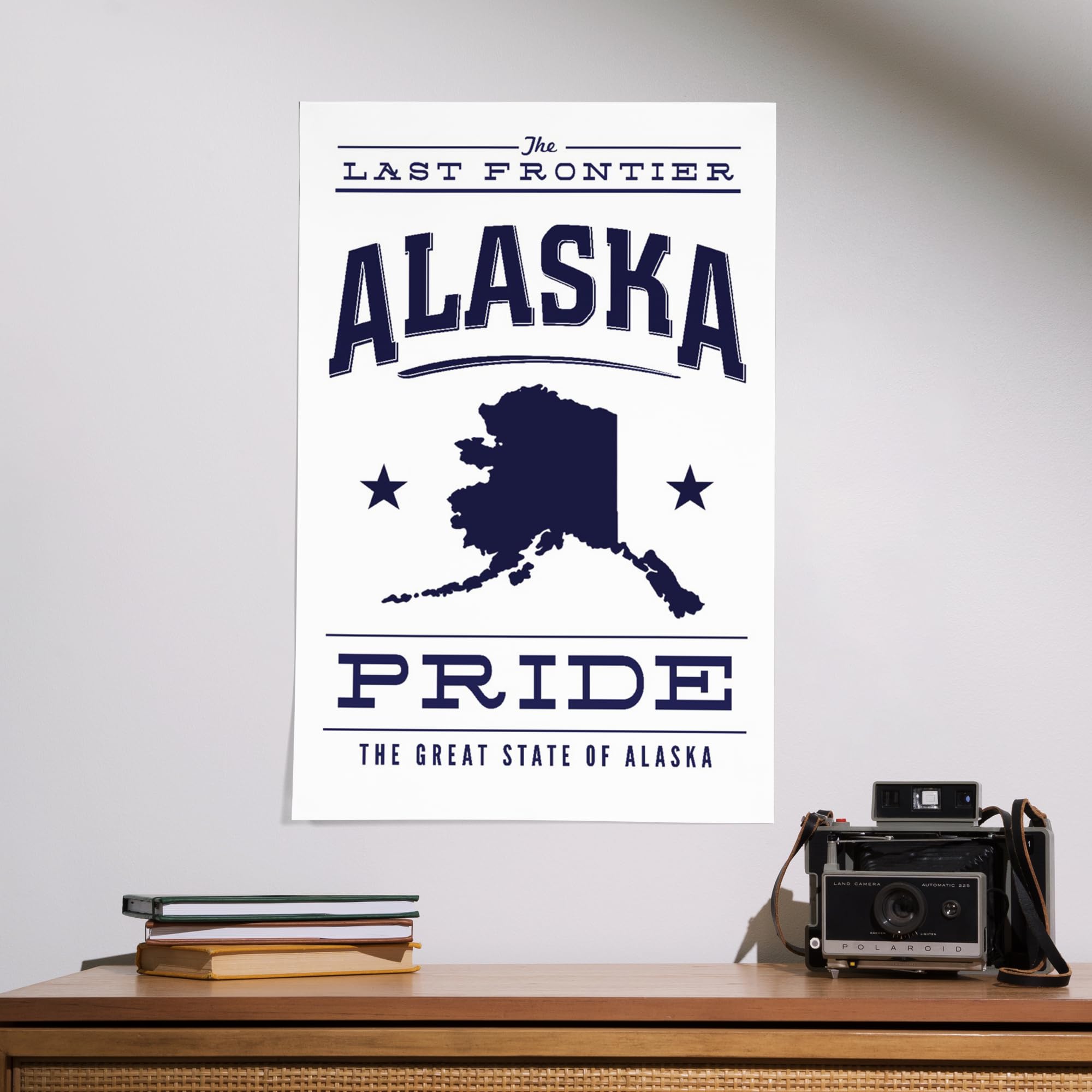 Lantern Press 16x24 Inch Giclee Art Print - Alaska State Pride Wall Decor in Blue & White | Perfect for Home, Office & Cabin Decorations