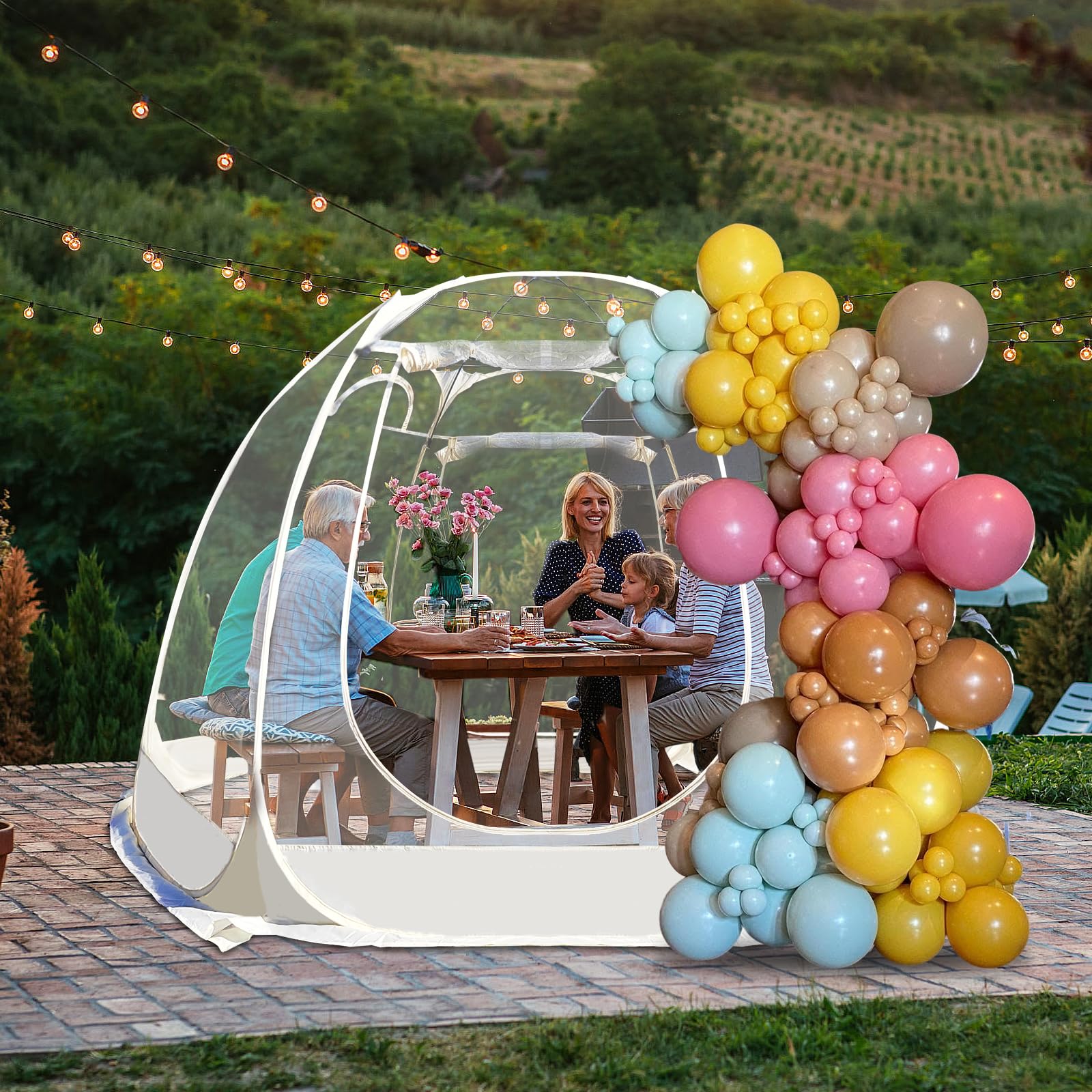 540° Fully Transparent Pop-Up Screen House Tent for Outdoor Camping - Lightweight Gazebo with No Dead Corners for Backyard, Picnics & Bug Protection