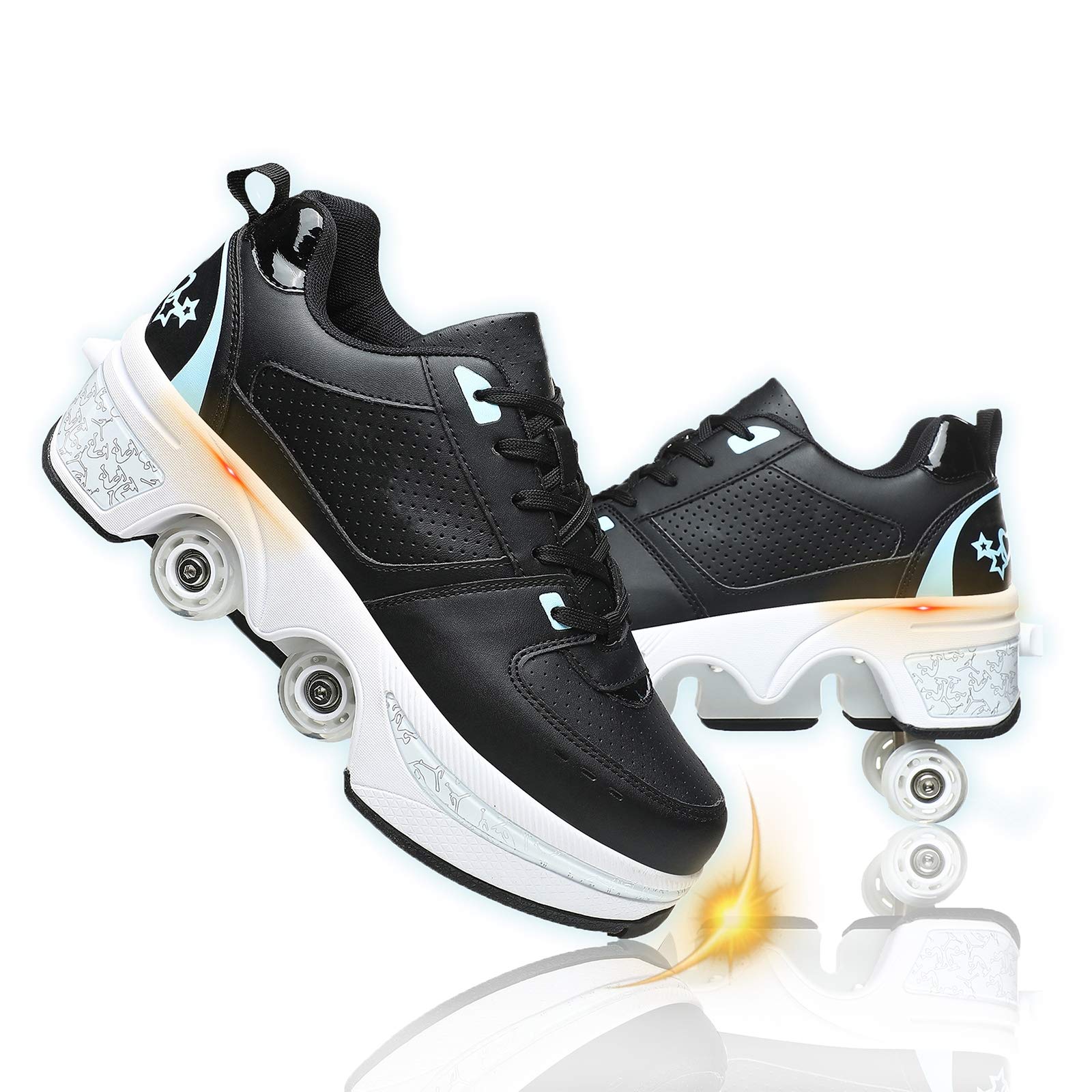 Rong - Transformable Roller Skates Shoes for Men & Women | Convertible Retractable Wheels for Parkour & Skating | Perfect for Boys, Girls & Outdoor Activities