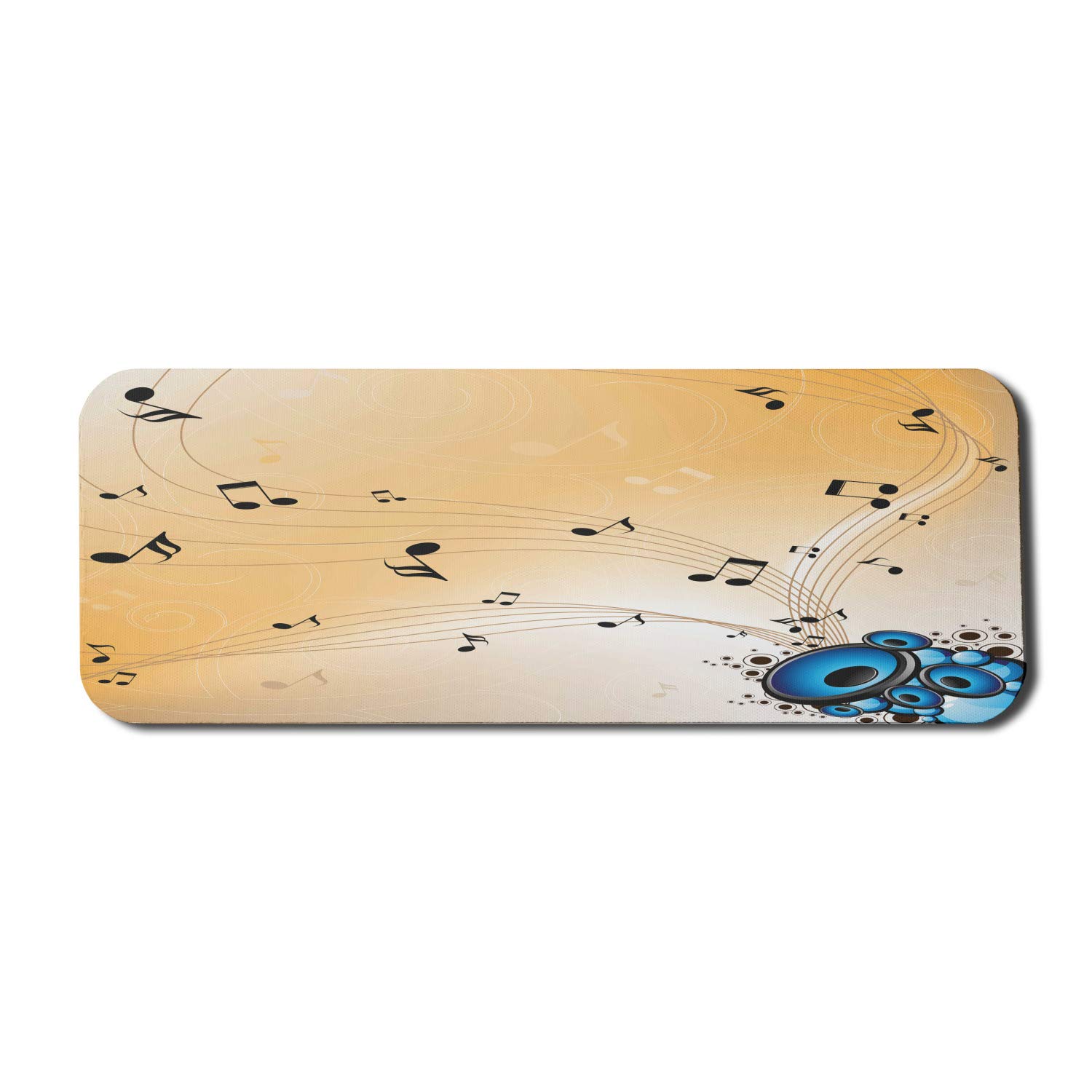 Ambesonne Music Computer Mouse Pad - Abstract Artwork with Melodies, Flying Notes, and Speakers - Non-Slip Rubber Gaming Mousepad, 31