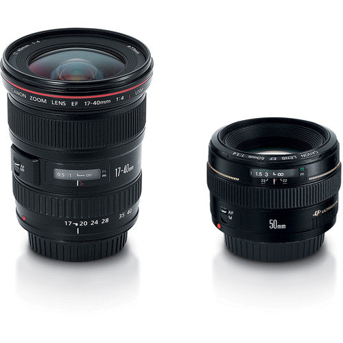 Canon EF 50mm f/1.4 USM & EF 17-40mm f/4L USM Lens Bundle - Professional Photography Kit for Portraits, Landscapes & Travel - Perfect for DSLR Cameras