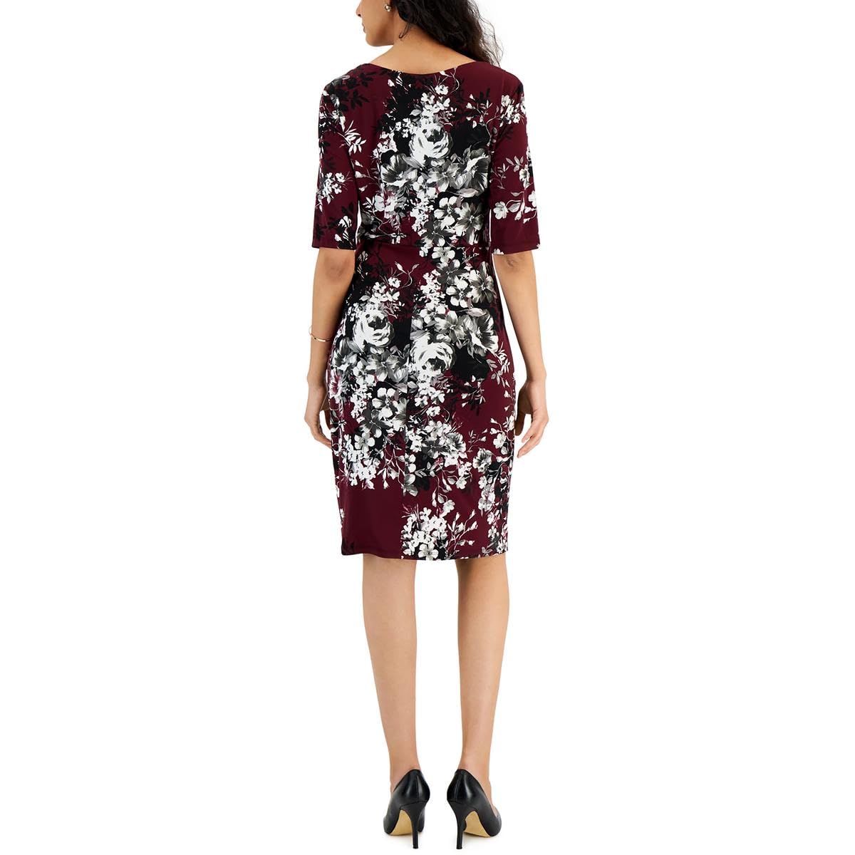Women's Drapey Gathered Sheath Dress - Elegant Flowy Midi Dress for Work, Party & Special Occasions | Comfortable & Stylish Women's Fashion | Perfect for Office, Cocktail Events & Date Nights