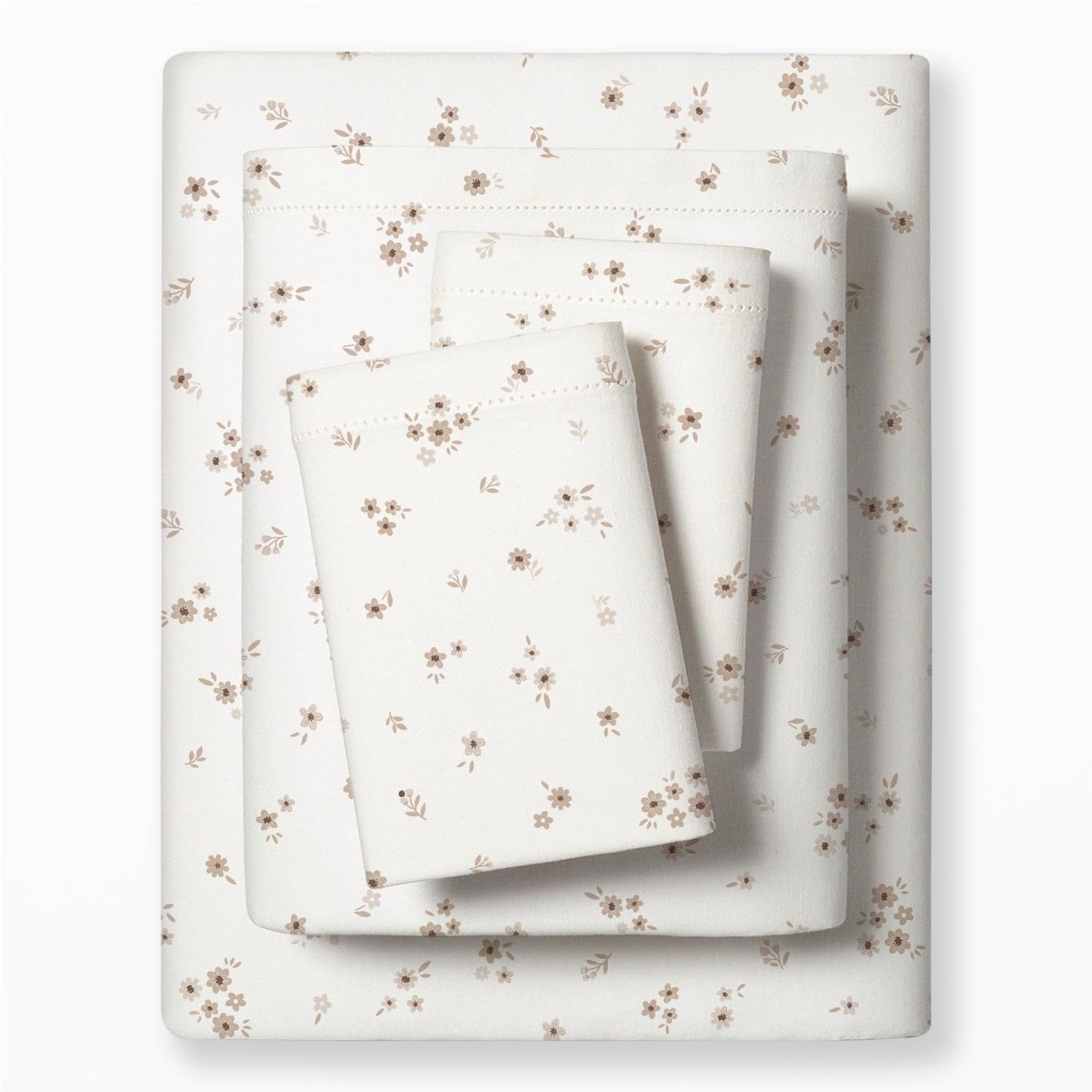 GOTS Certified Organic Cotton Queen Sheet Set - Ultra Soft, Breathable, Non-Toxic Ditsy Floral Design in Peach (Queen Size, Bloom) | Perfect for Eco-Conscious Homes, Guest Bedrooms & Allergy Sufferers