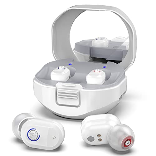 Rechargeable Hearing Aids for Seniors & Adults - Noise Cancelling Sound Amplifier Earbuds, Mini Hearing Enhancer Devices | Perfect for TV Watching, Conversations & Outdoor Activities