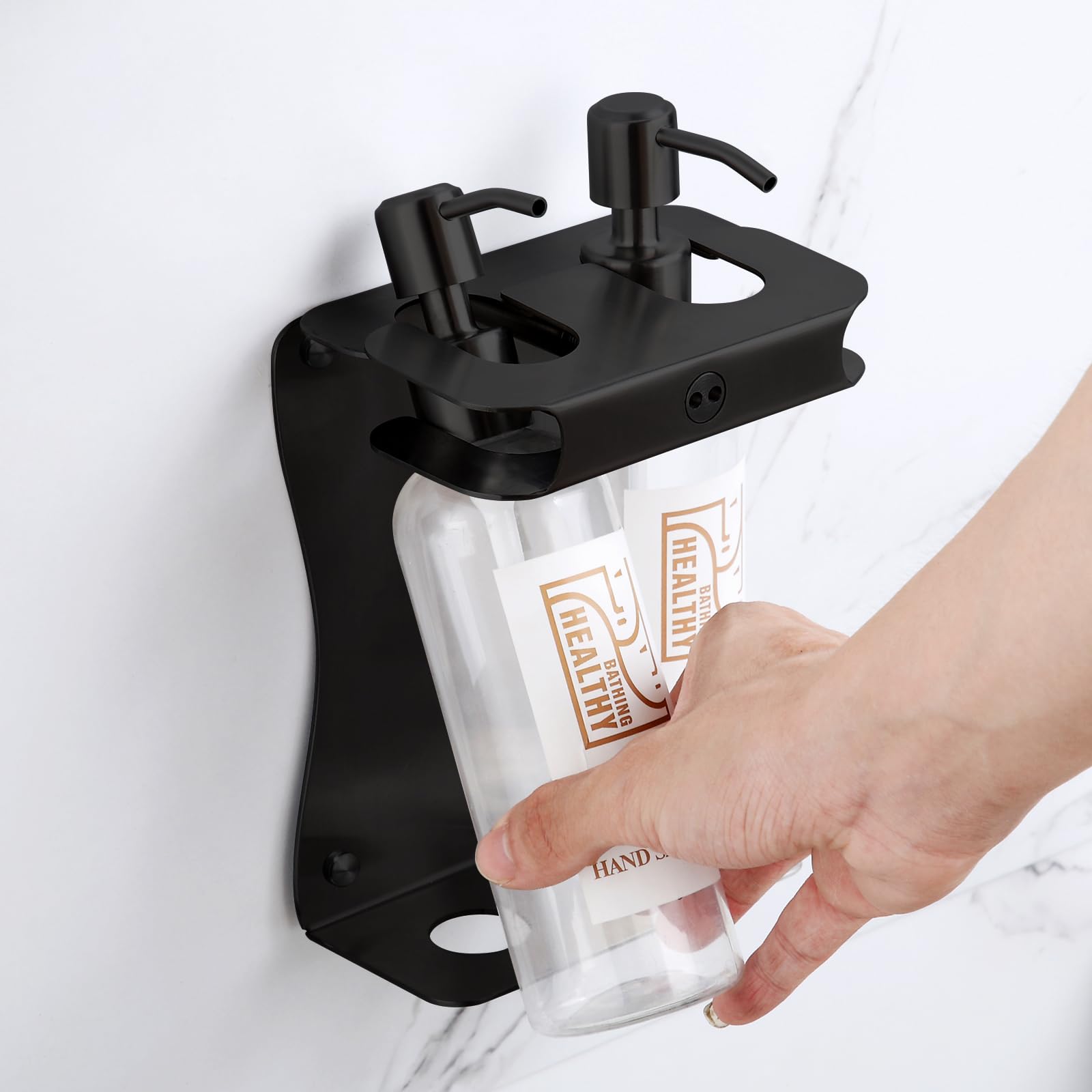 Refillable Wall-Mounted 3-in-1 Shampoo, Conditioner & Shower Gel Dispenser with Pump - Space Saving Bathroom Organizer for Showers, Gyms, and Spas (KCHS-2)