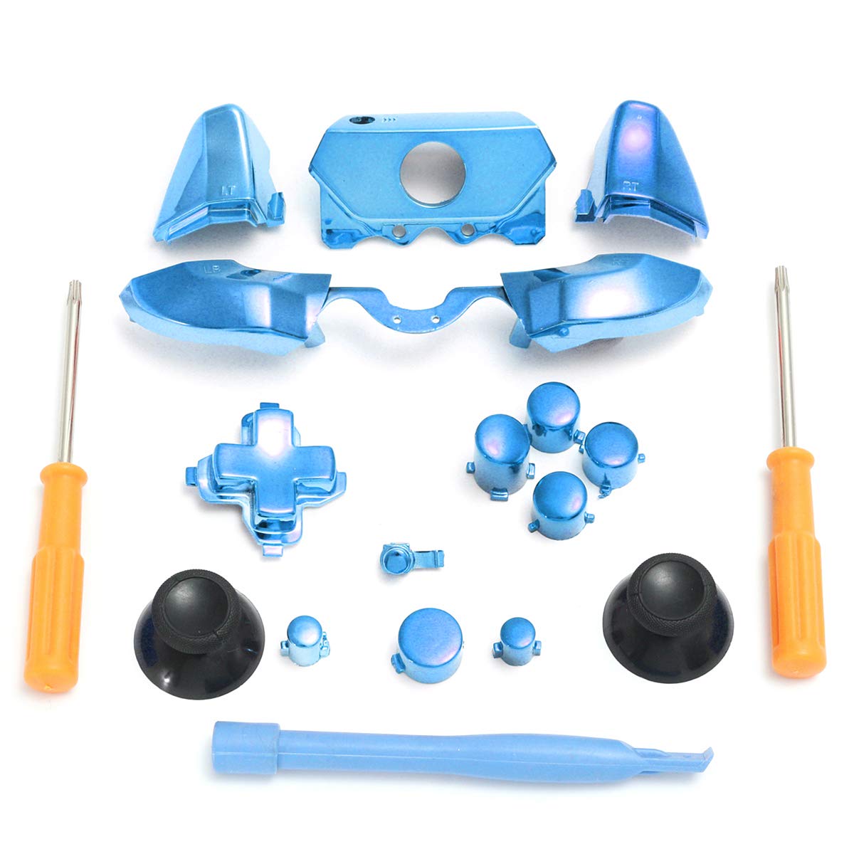 Xbox One Elite Replacement Buttons with Tools - Chrome Blue (Model 10700017) | Perfect for Gaming Controllers & DIY Repairs