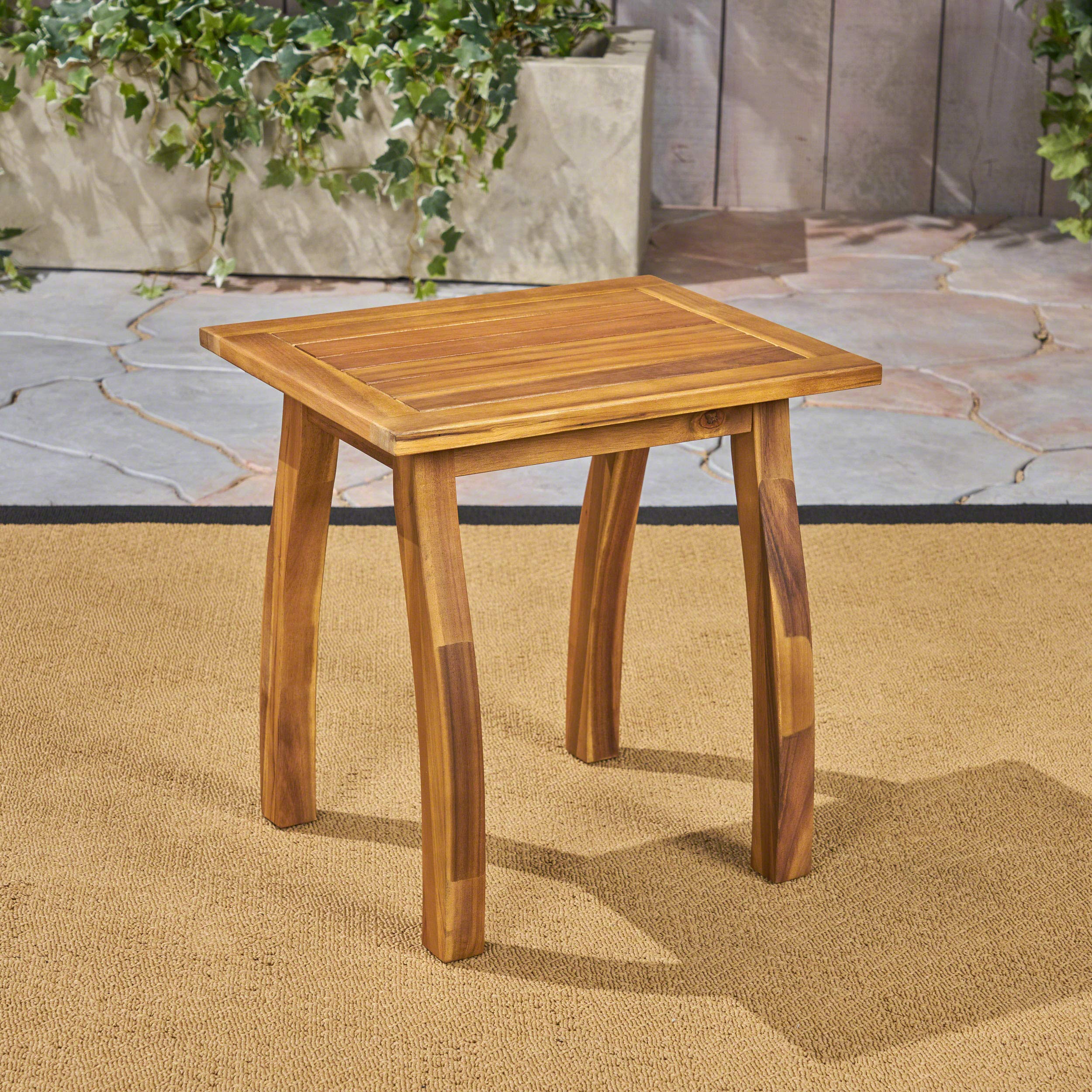 Premium Acacia Wood Outdoor Accent Side Table - Weather-Resistant Patio & Garden Furniture for Poolside, Deck, or Balcony Decor
