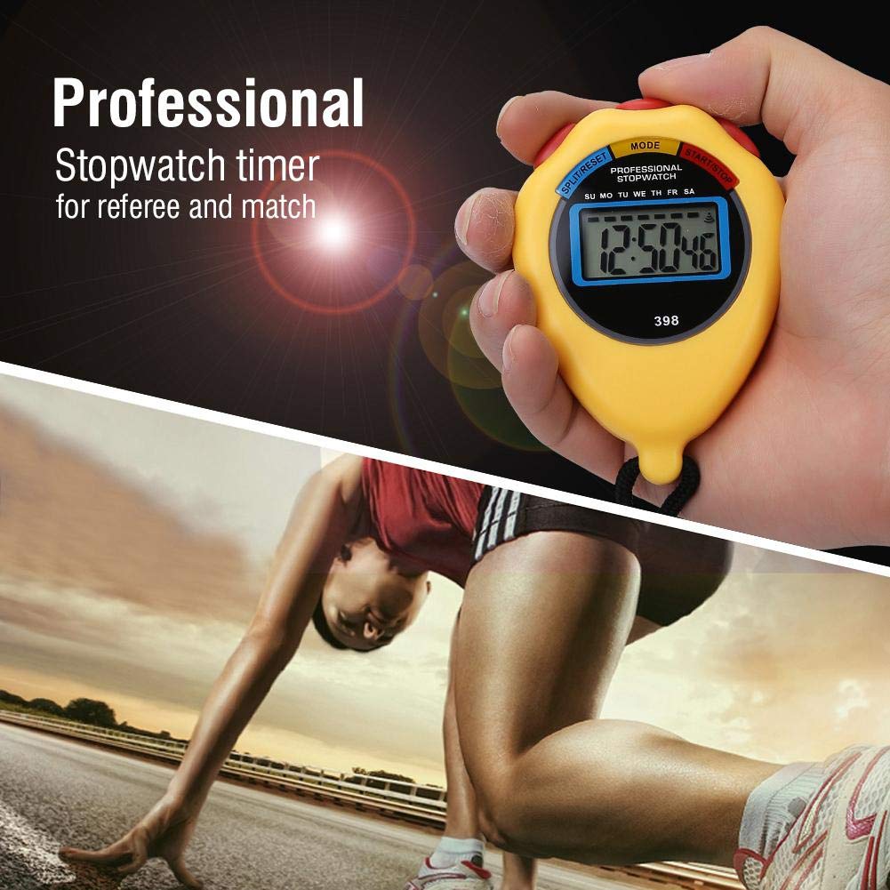 Professional Sports Timer - Electronic Multifunction Stopwatch for Running, Swimming & Training | Waterproof Digital Stopwatch with Countdown & Lap Memory | Ideal for Coaches, Athletes & Fitness Enthusiasts (Yellow)
