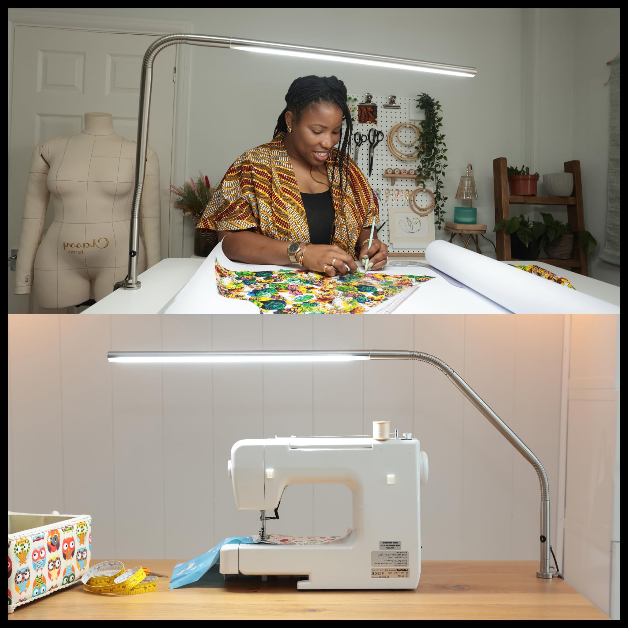 Daylight Company Slimline 3 LED Desk Lamp - Touch Dimmable Table Light, 13W White for Sewing, Needlework, Quilting, Nail Art, Permanent Makeup & Reading | Perfect for Craft Rooms, Home Office & Art Studios