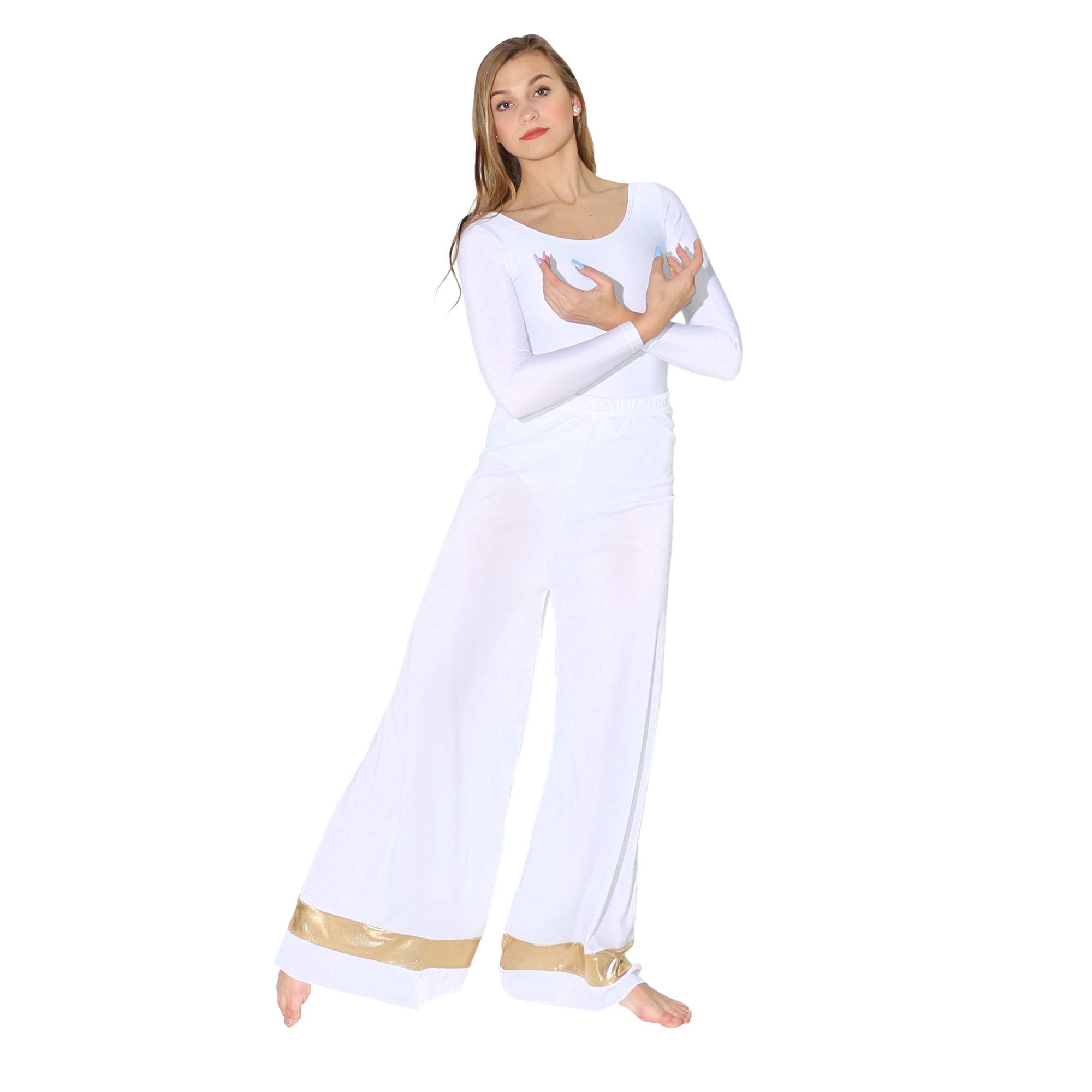 Danzcue Women's Worship Dance Palazzo Pants - Flowy Wide Leg Pants for Church, Praise Dance & Comfortable Lounge Wear