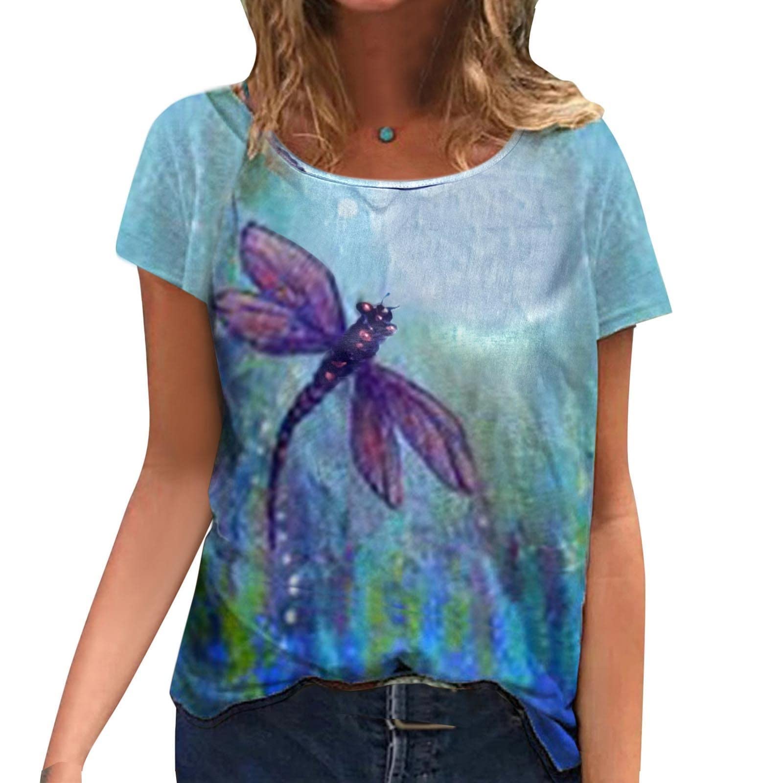 Women's Loose Fit Short Sleeve T-Shirt - Soft Summer Animal Print Blouse for Casual Wear | Perfect for Beach Outings, Weekend Errands & Summer Vacations