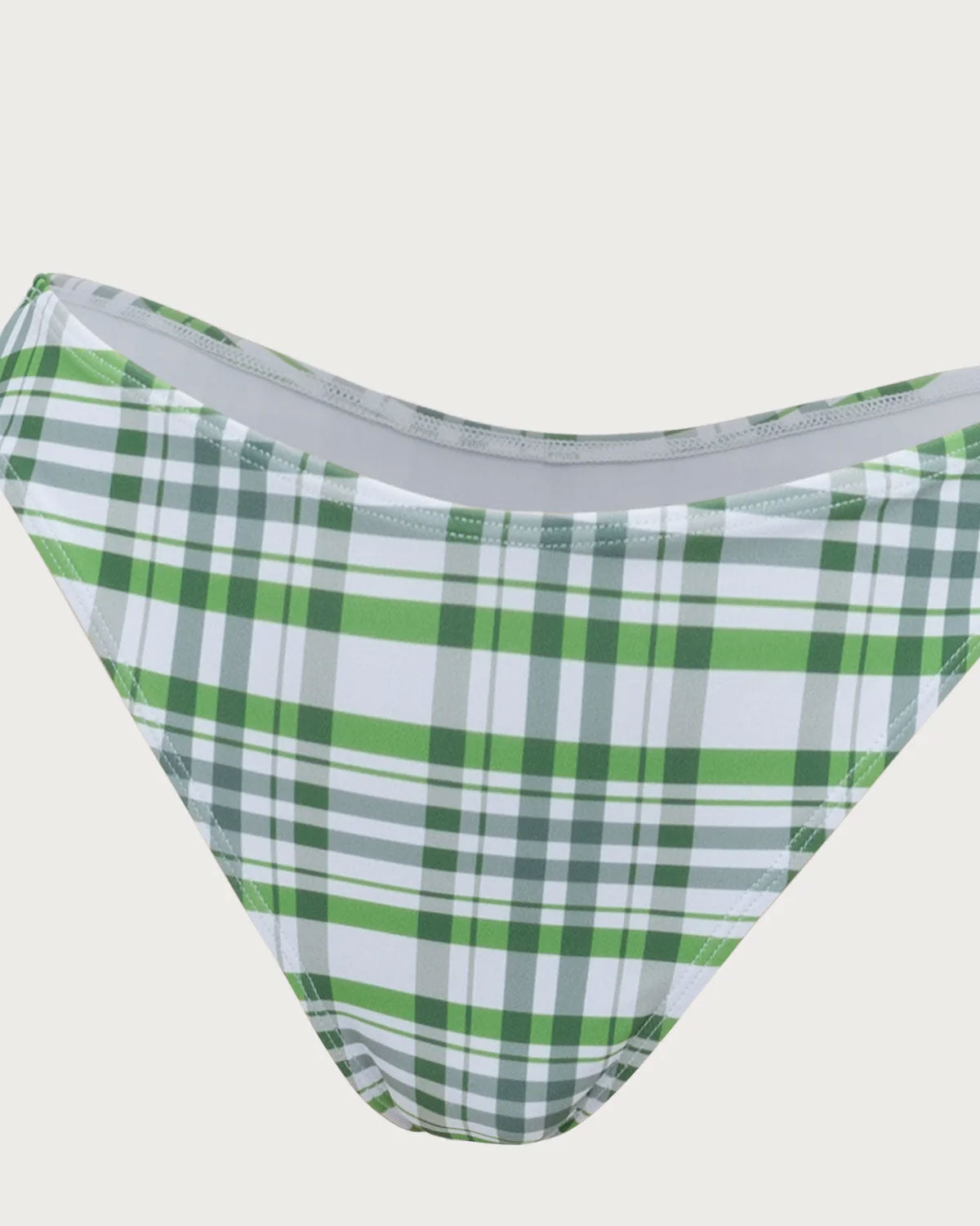 Green Plaid Pleated Bikini Set - Women's High Waisted Swimwear Two Piece with Adjustable Straps for Beach, Pool, and Summer Vacation
