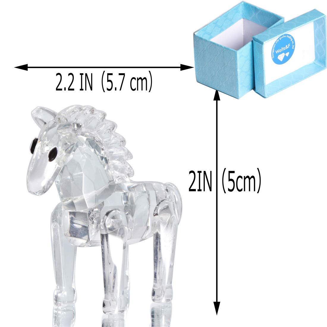 Waltz&F Crystal Small Horse Figurine - Elegant Collectible Table Statue for Home & Office Decor | Perfect Gift for Horse Lovers & Crystal Collectors