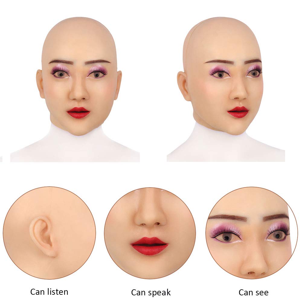 Realistic Silicone Crossdresser Head Mask - Handmade Transgender Cosplay Costume for Halloween & Masquerade Parties | Perfect for Drag Shows, Themed Events and Costume Contests
