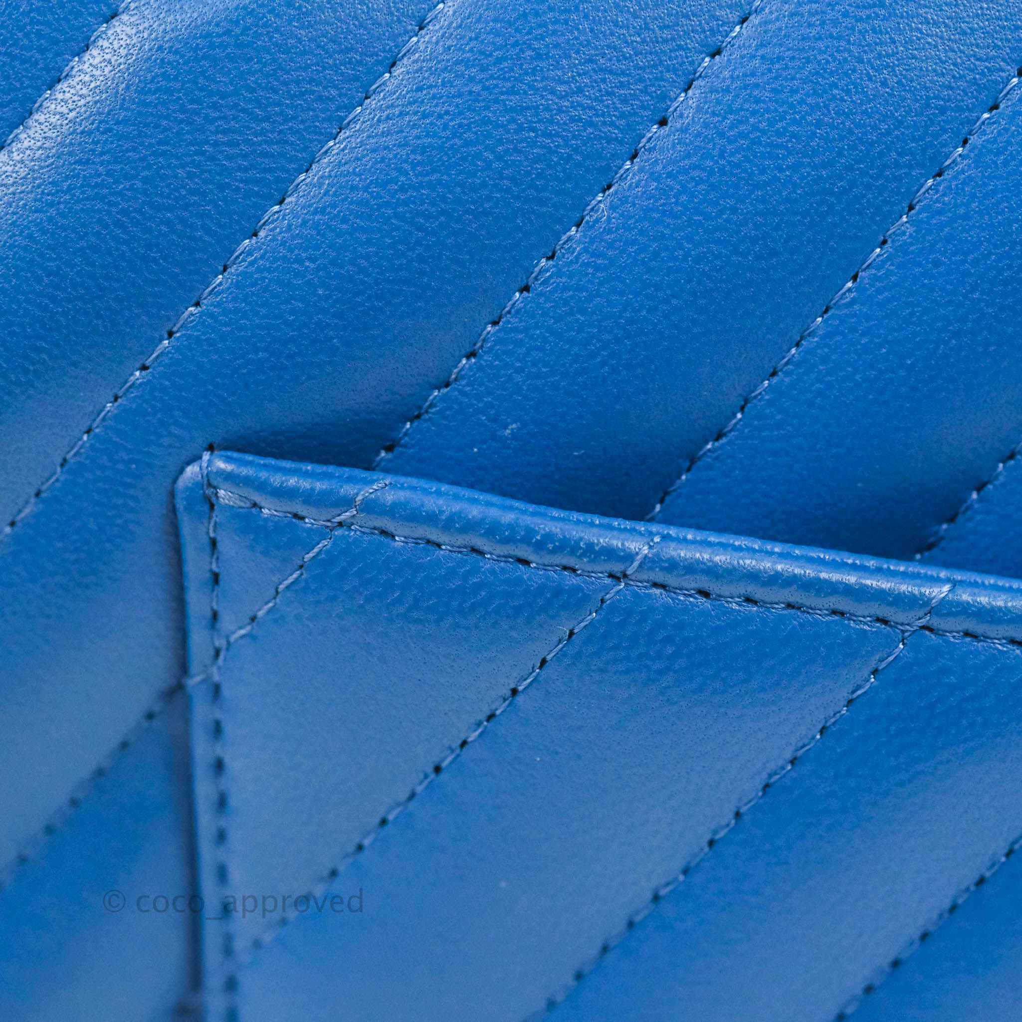 Chanel Classic Chevron Small Double Flap Bag in Blue Lambskin Leather with Gold Hardware - Luxury Crossbody Purse for Women, Perfect for Evening Events & Date Nights