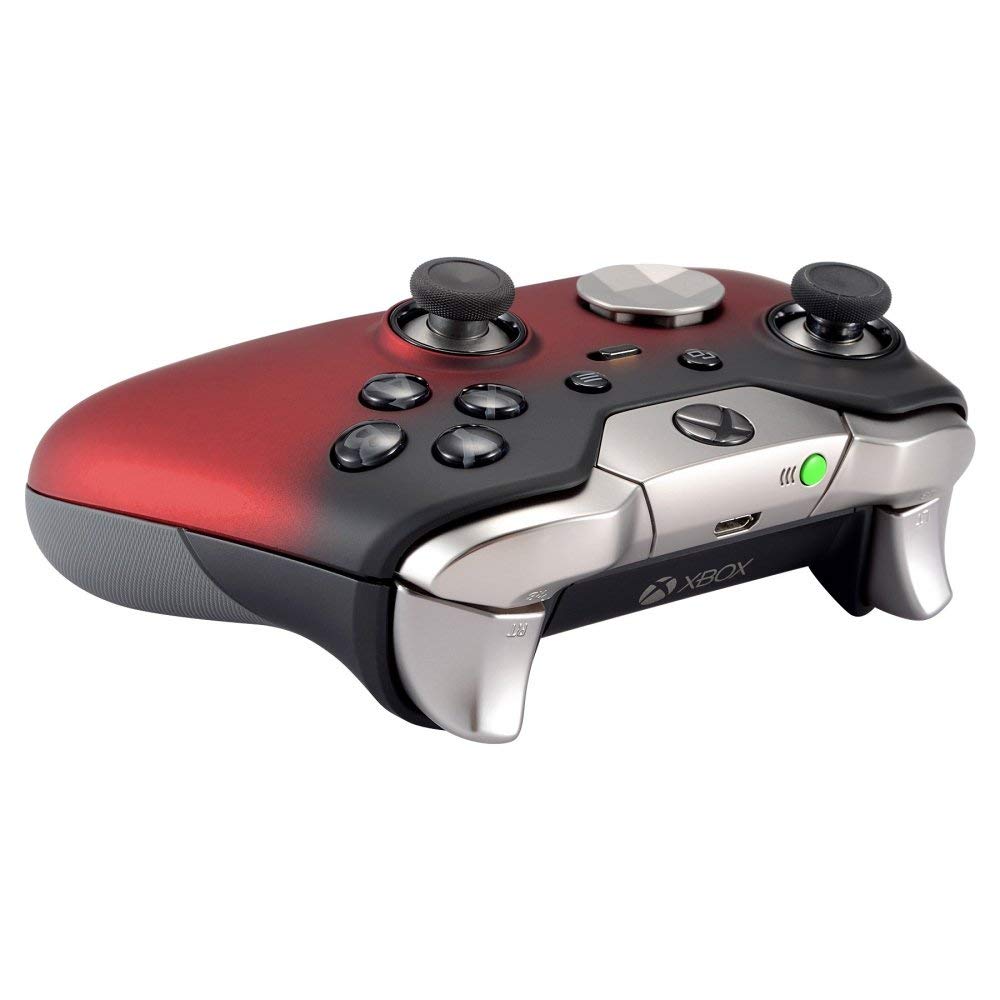 eXtremeRate Shadow Red Replacement Faceplate Shell Side Rails for Xbox One Elite Controller (Model 1698) - DIY Customization for Gaming Enthusiasts - Perfect for Controller Repair, Modding, and Personalization (Controller & Back Shell NOT Included)